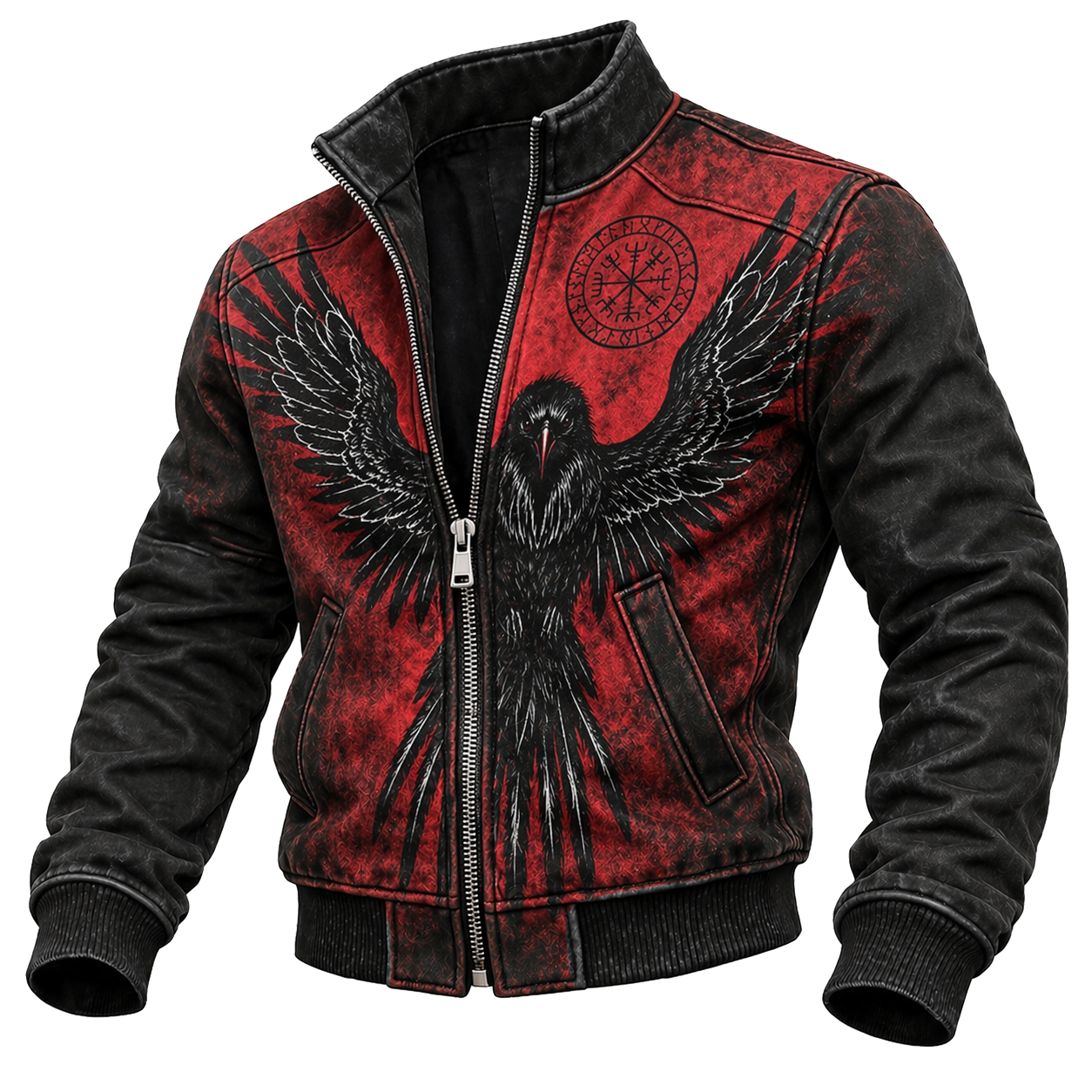 Raven Black Jacket - NorseKin front view