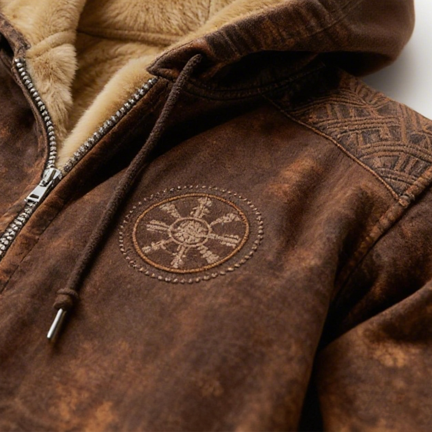 Norse Rune Fleece Full-Zip Hoodie - NorseKin detail view 5