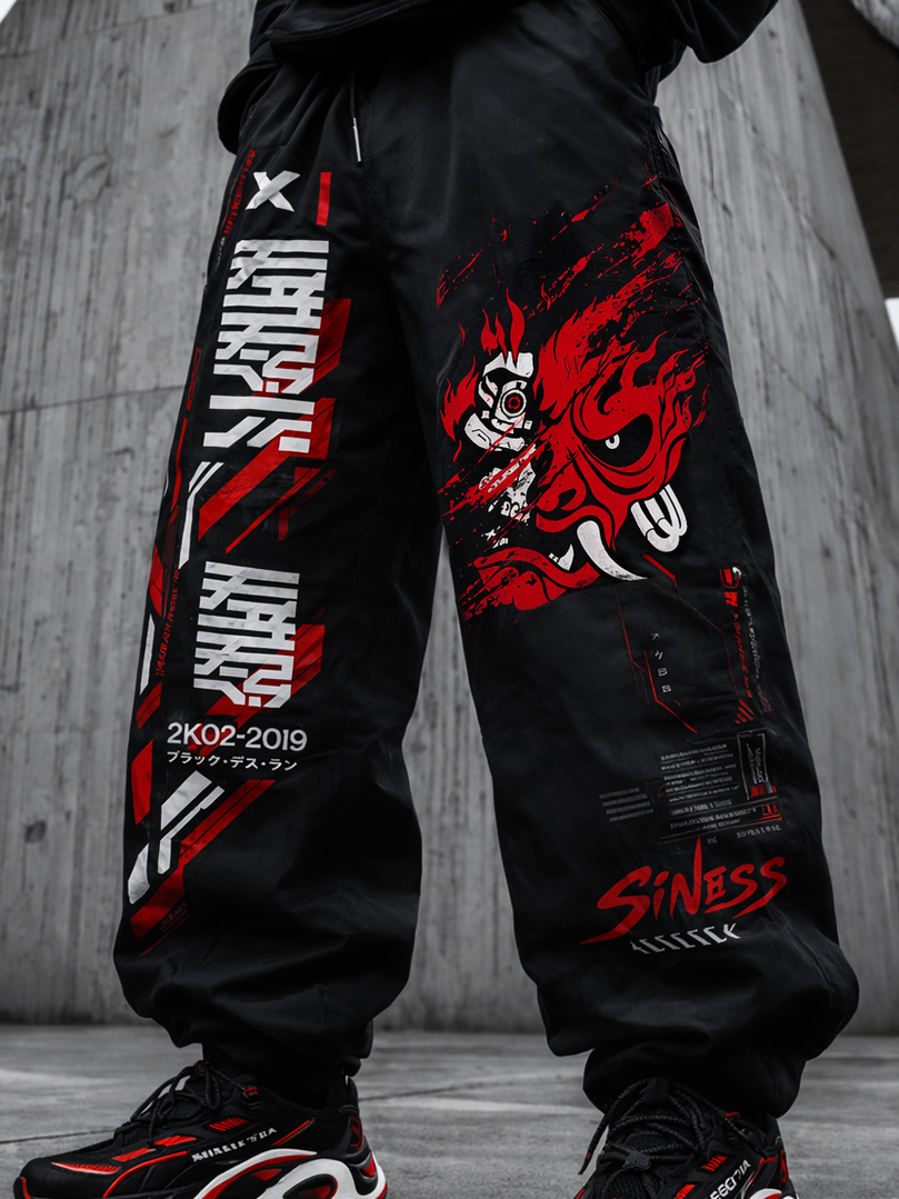 Techwear Black Jogger Pants - NorseKin front view