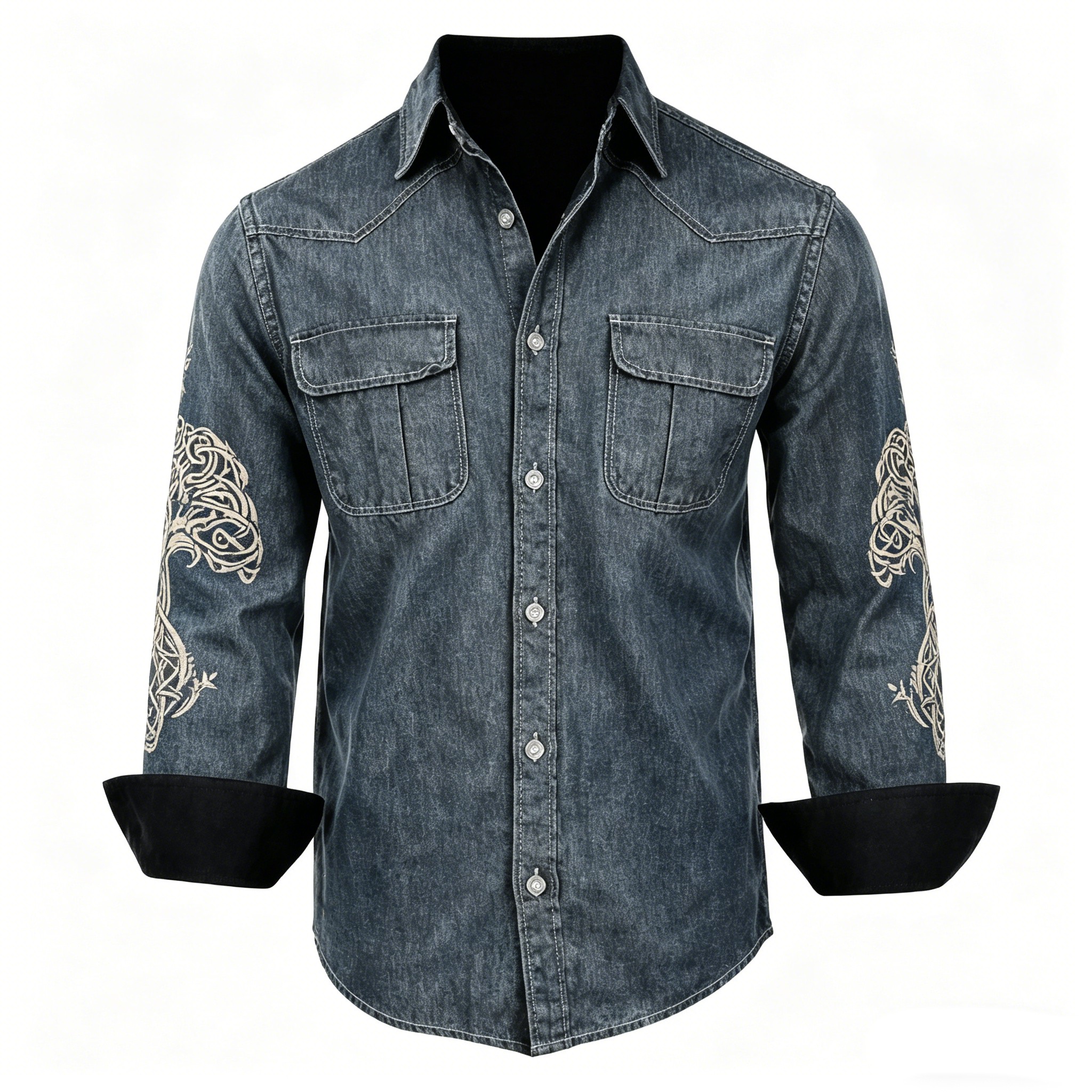 Celtic Knot Denim Pocket Shirt - NorseKin detail view 3