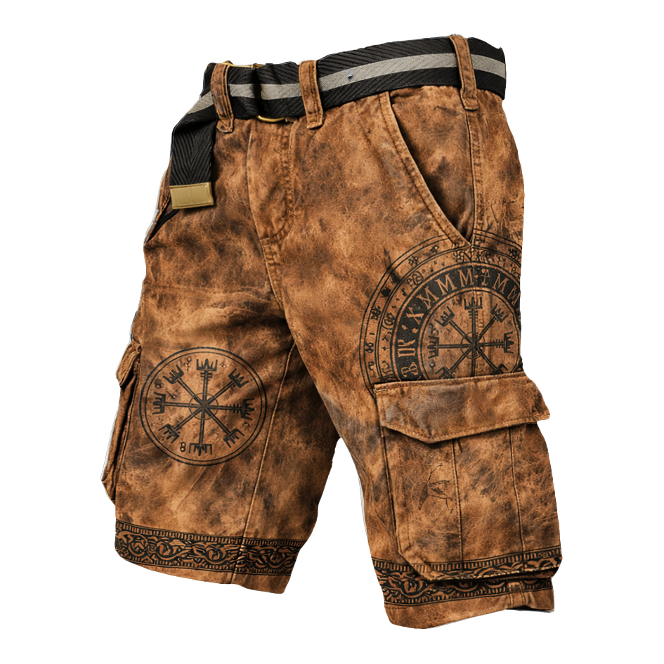 Rune Brown Cargo Shorts - NorseKin detail view 2