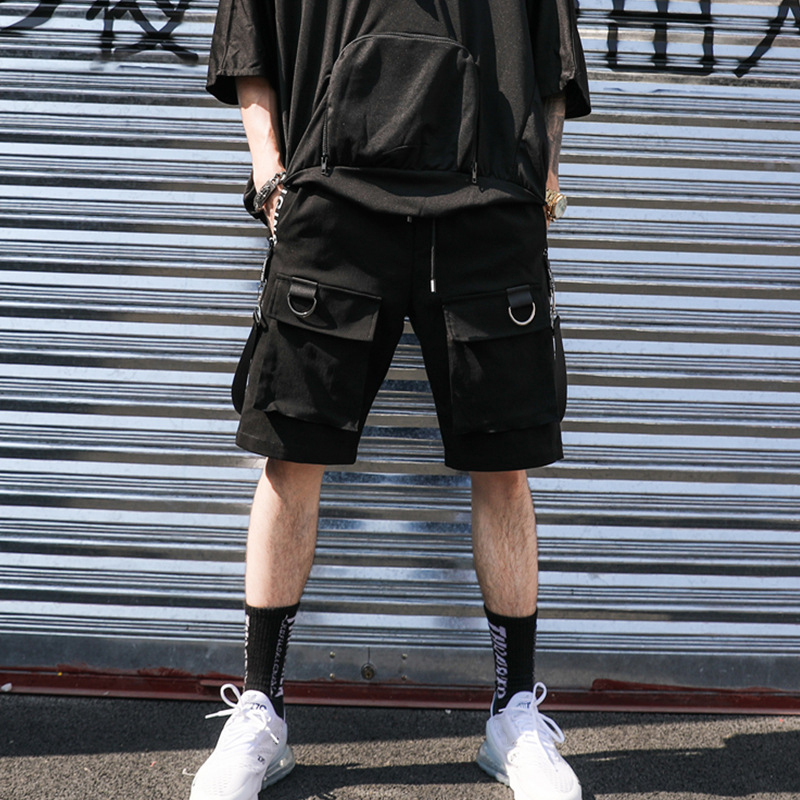 Strapped Drawstring Black Shorts Pants - NorseKin detail view 4