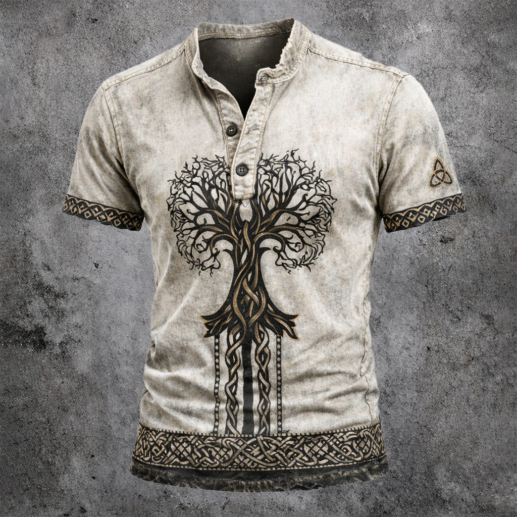 Celtic Knot Henley Shirt - NorseKin front view