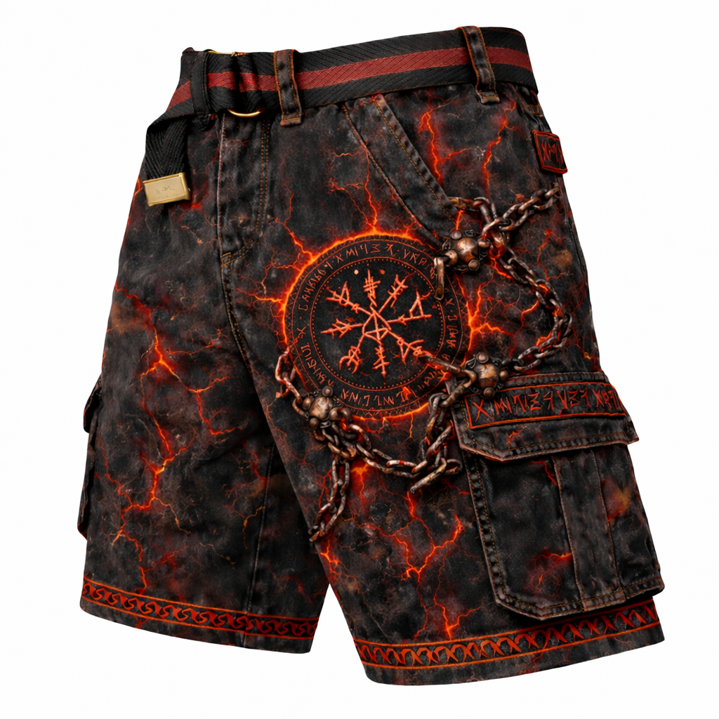Norse Rune Cargo Shorts - NorseKin front view
