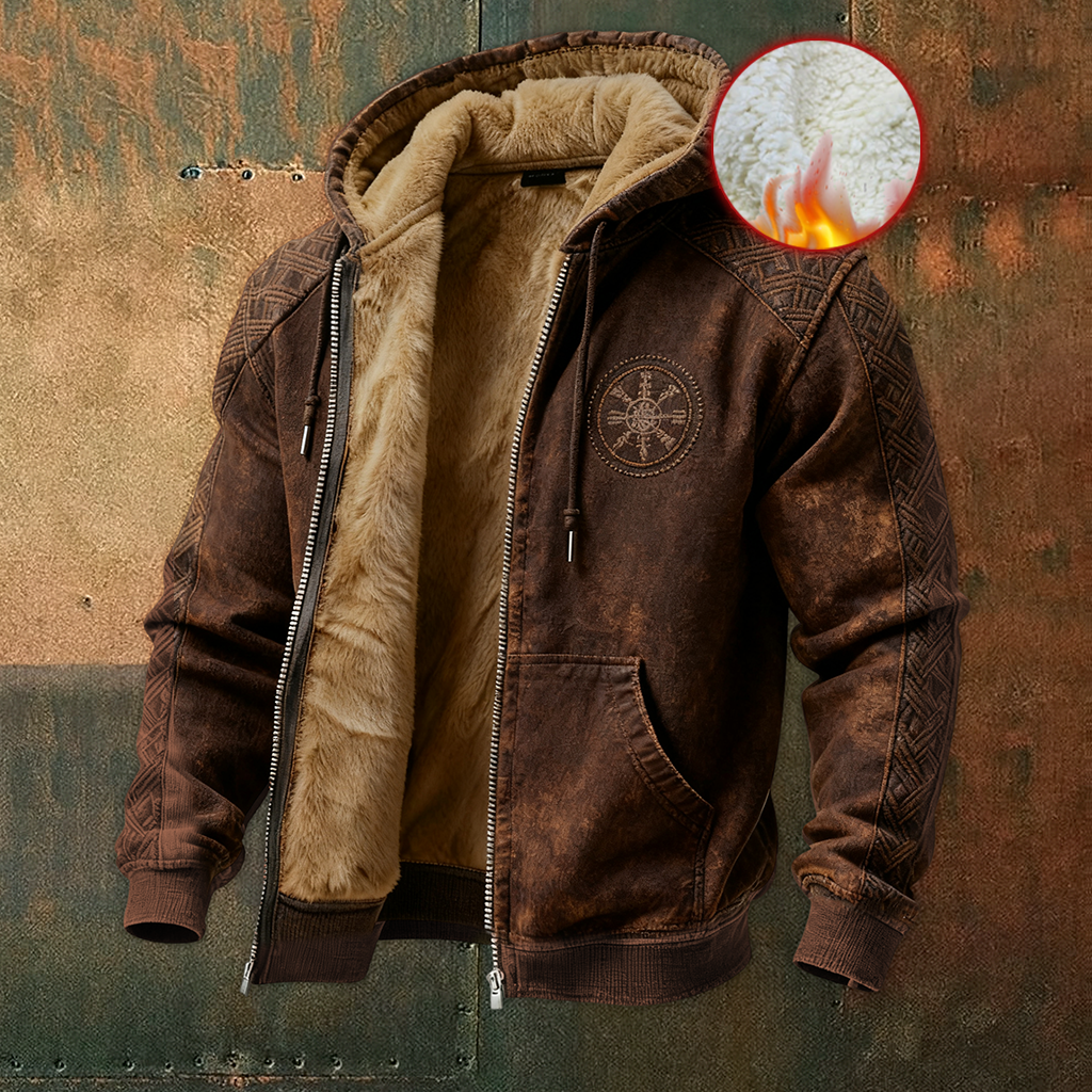 Norse Rune Fleece Full-Zip Hoodie - NorseKin front view