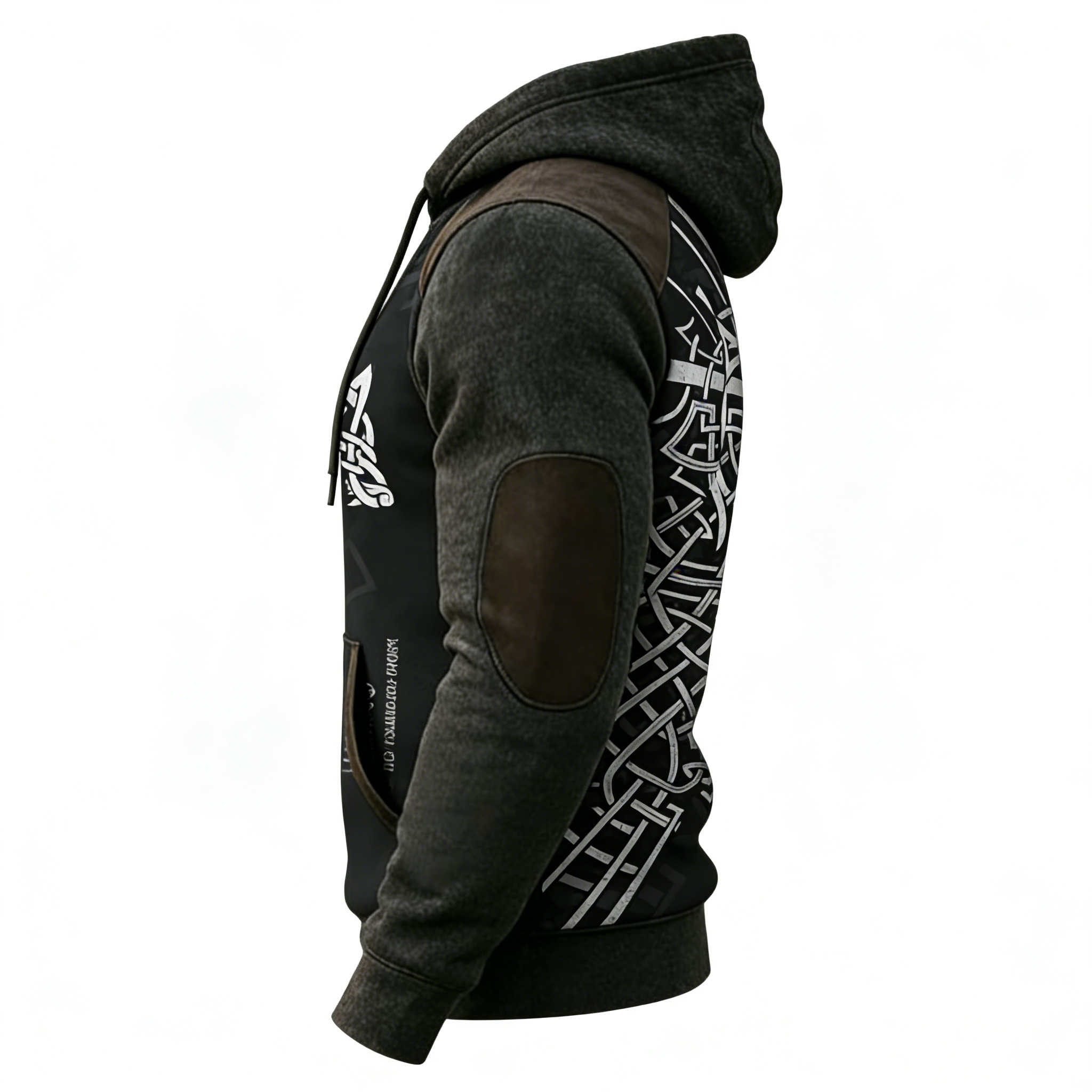 Wolf & Vegvisir Graphic Pullover Hoodie - NorseKin detail view 2