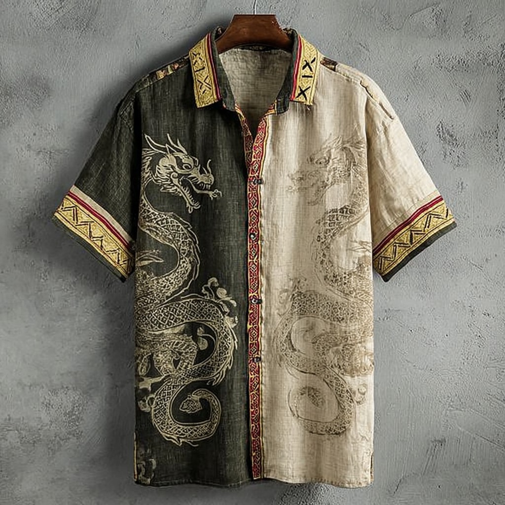 Dragon Button-Down Shirt - NorseKin front view
