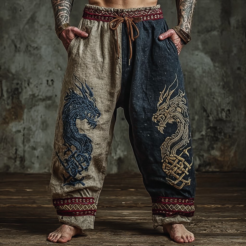 Dragon Distressed Jogger Pants - NorseKin front view