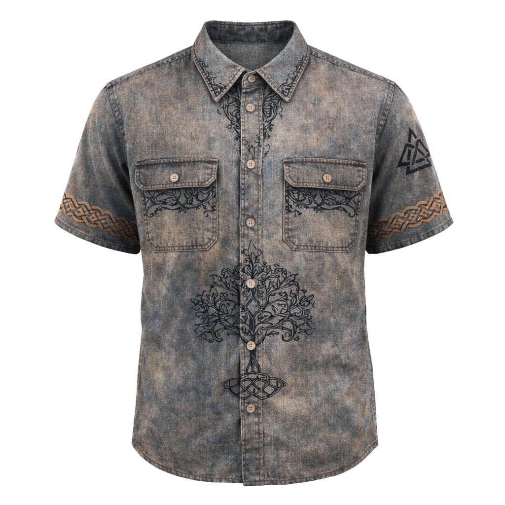 Yggdrasil Grey Shirt - NorseKin detail view 3