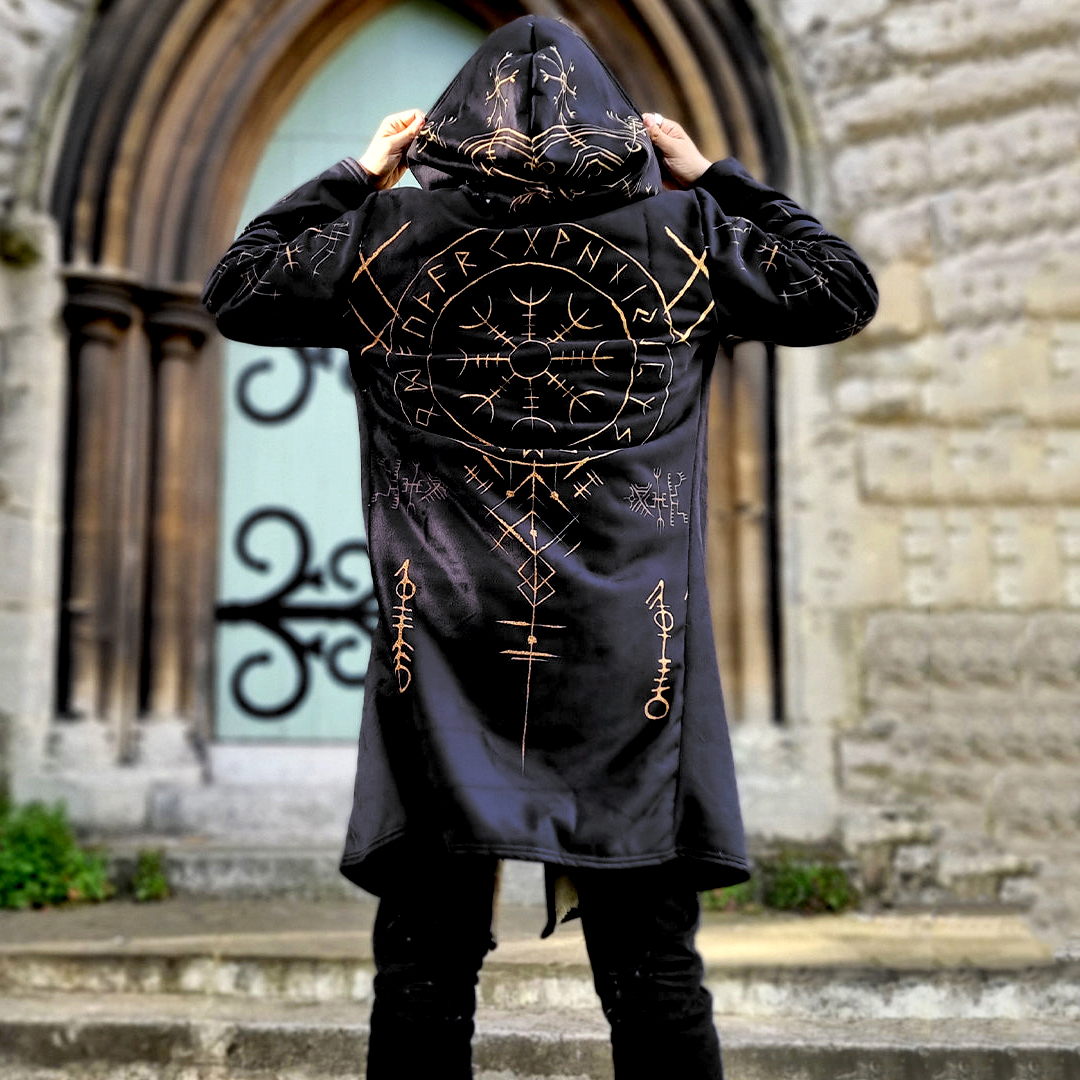 Helm of Awe Ægishjálmr Graphic Hooded Cloak - NorseKin detail view 7