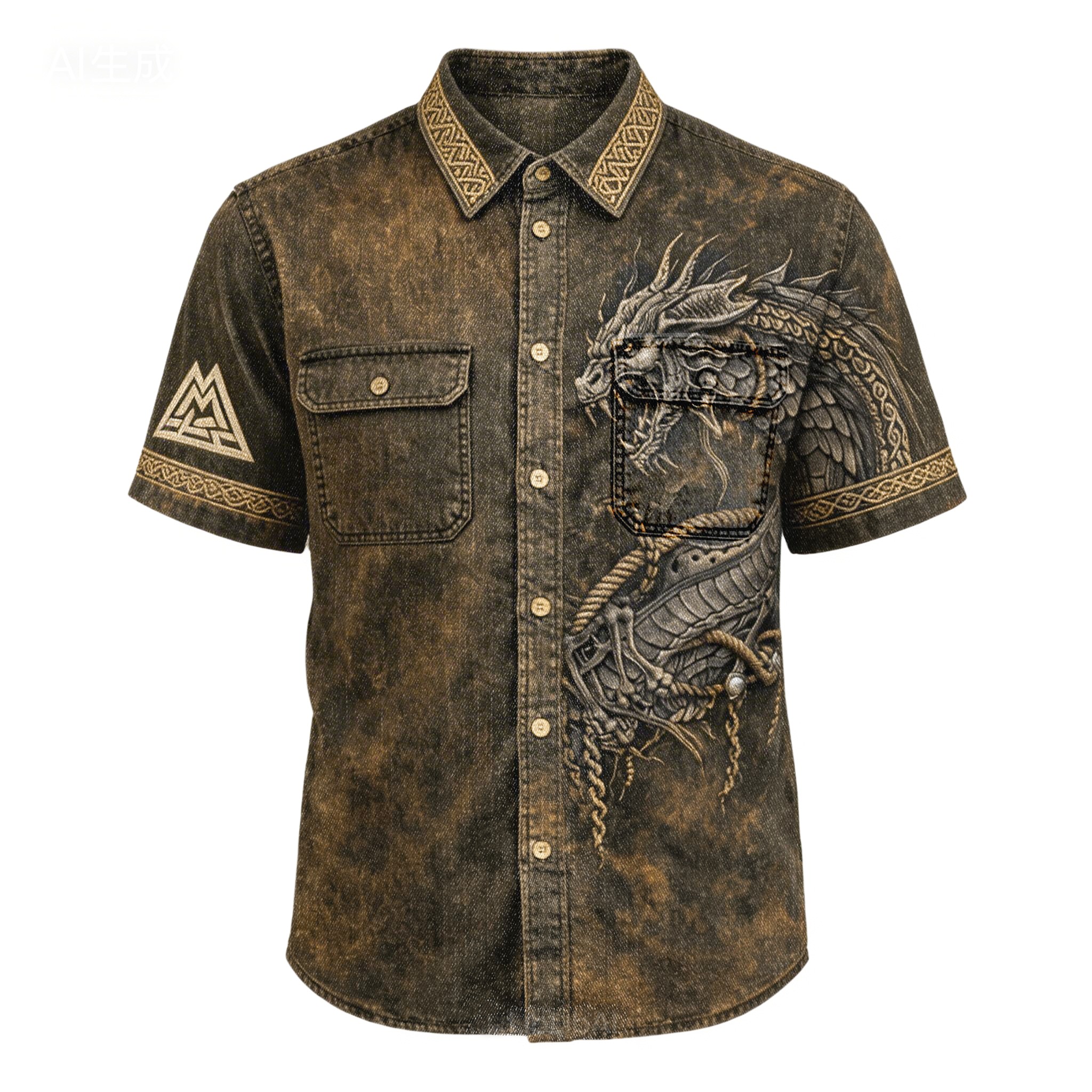 Dragon Distressed Shirt - NorseKin detail view 3