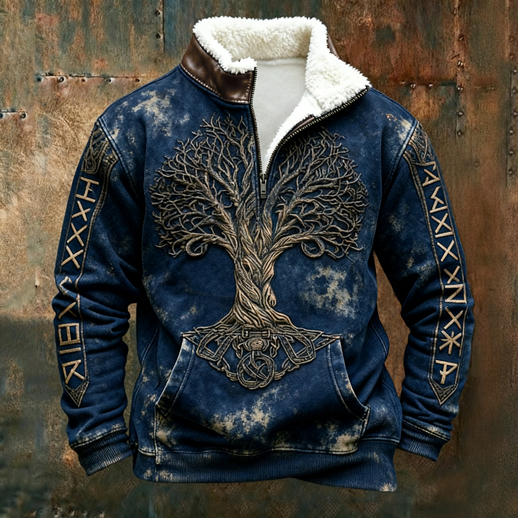 Norse Winter Viking Sherpa Half-Zip Fleece - NorseKin detail view 2