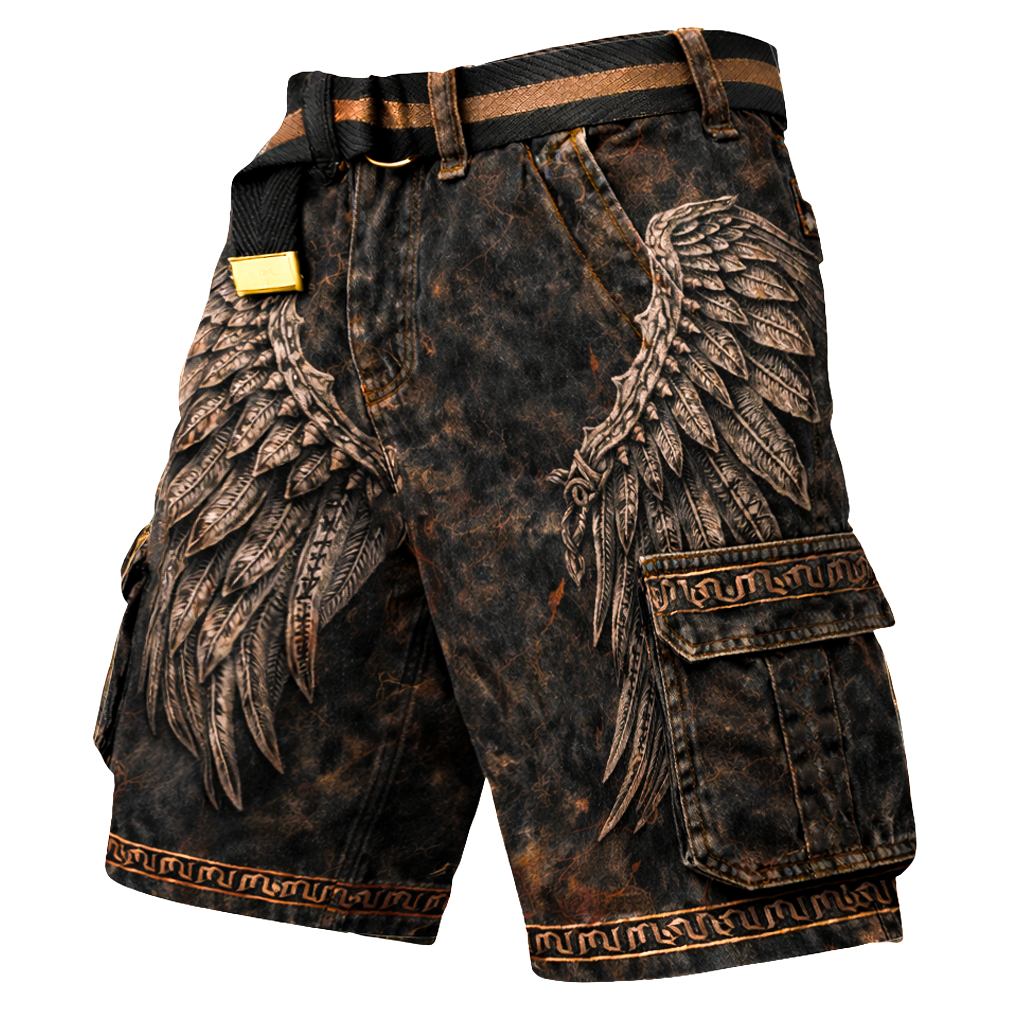 Distressed Cargo Shorts - NorseKin front view
