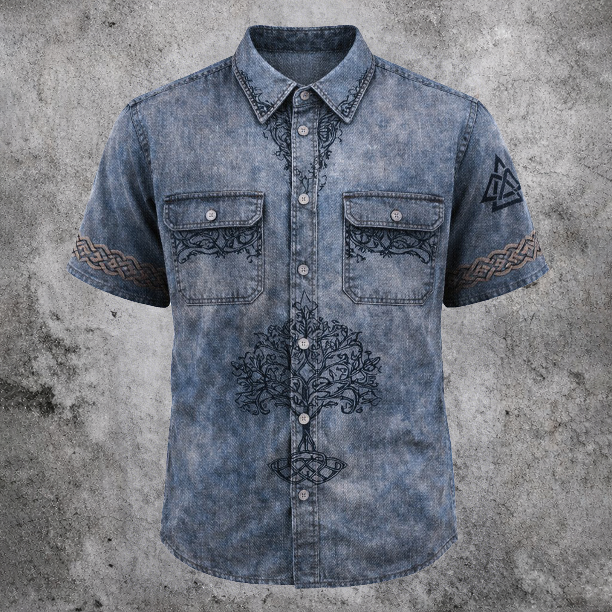 Yggdrasil Grey Shirt - NorseKin detail view 2