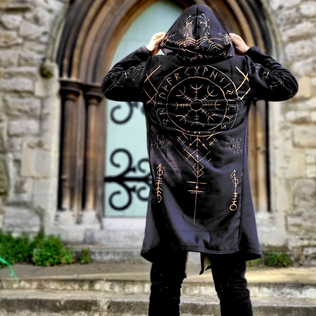 Helm of Awe Ægishjálmr Graphic Hooded Cloak - NorseKin detail view 5