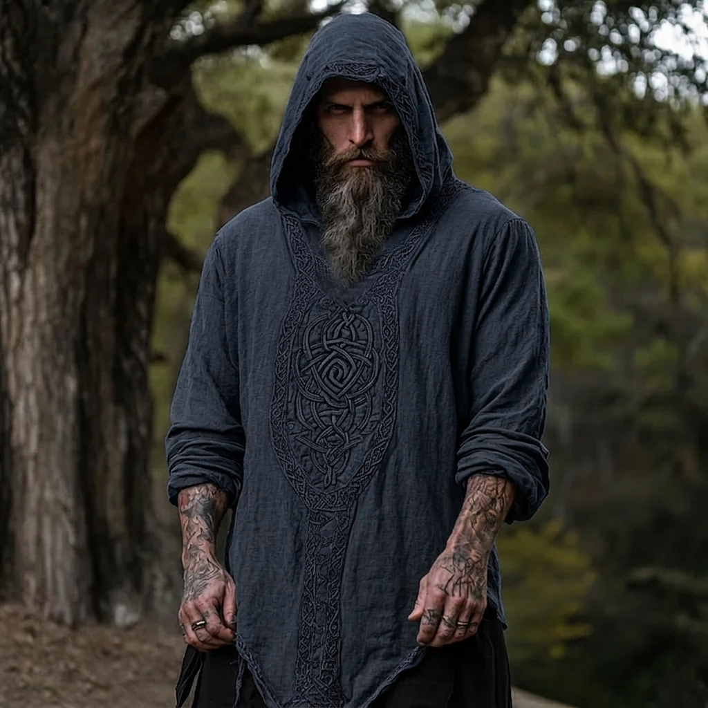 Celtic Jacquard Woven Hooded Shirt - NorseKin detail view 3