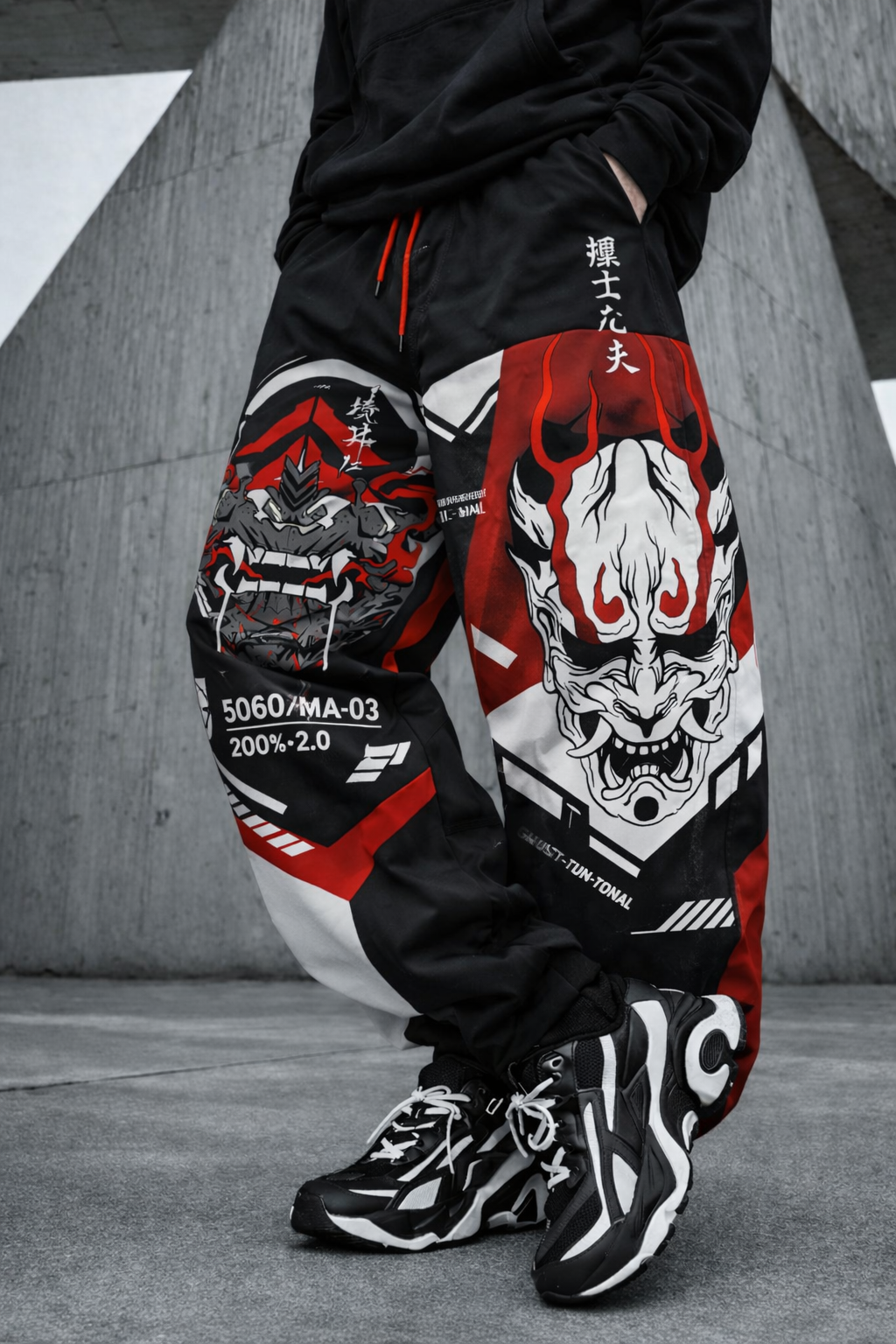 Techwear Black Jogger Pants - NorseKin front view