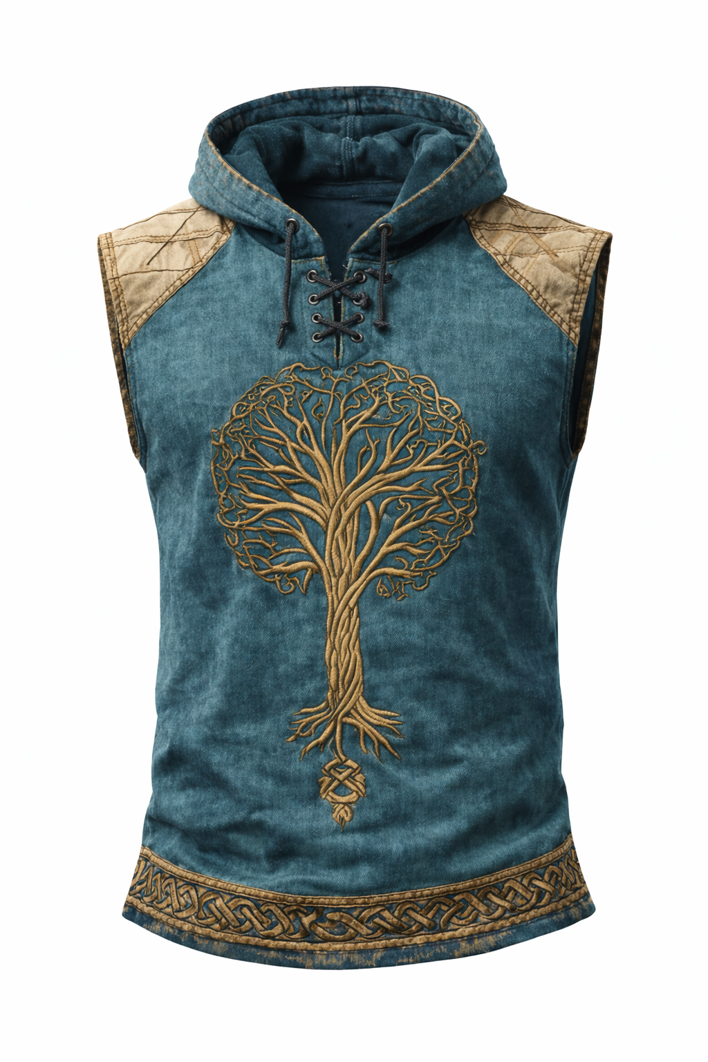 Celtic Knot Textured Hooded Vest - Viking - NorseKin detail view 2
