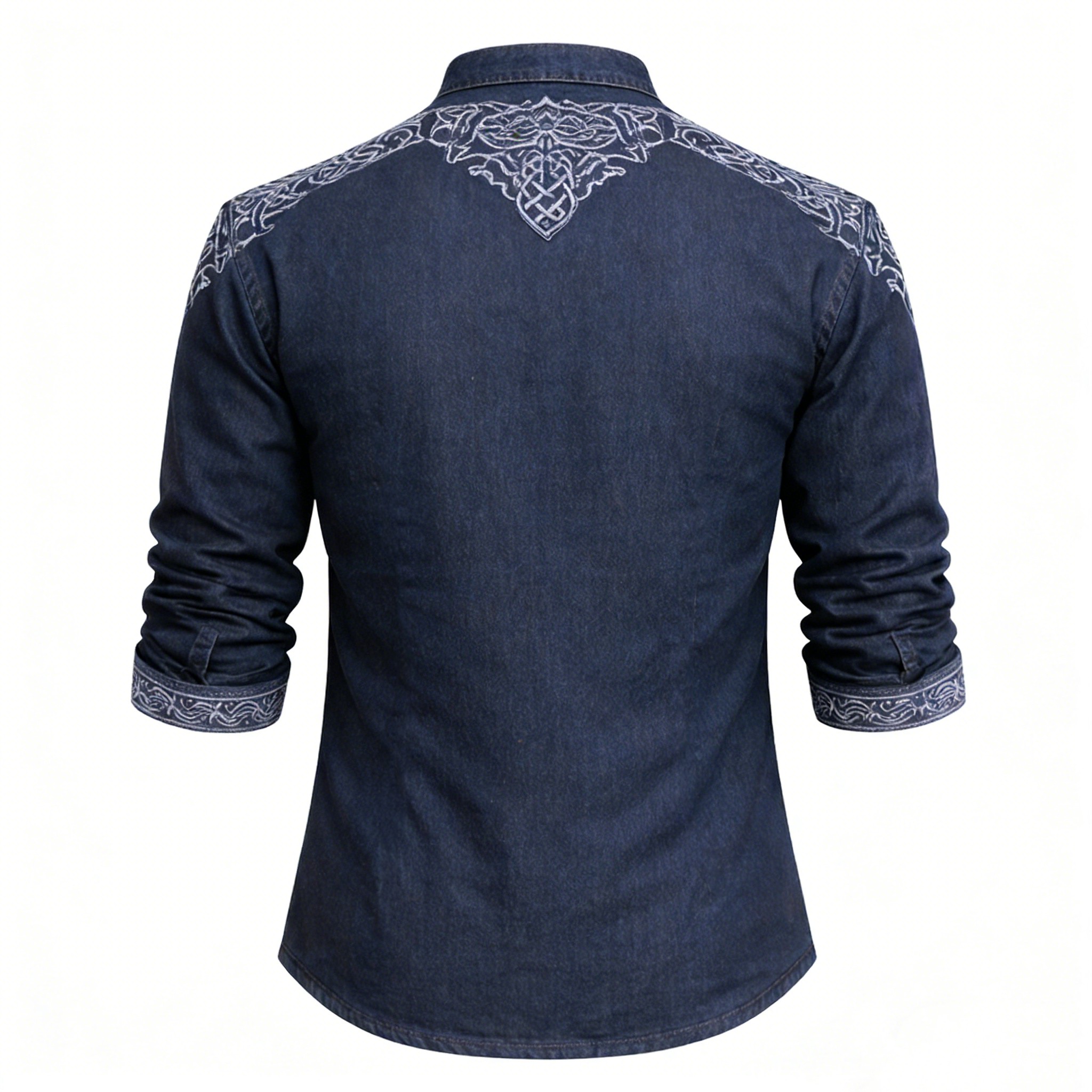 Blue Denim Henley Shirt - NorseKin detail view 2