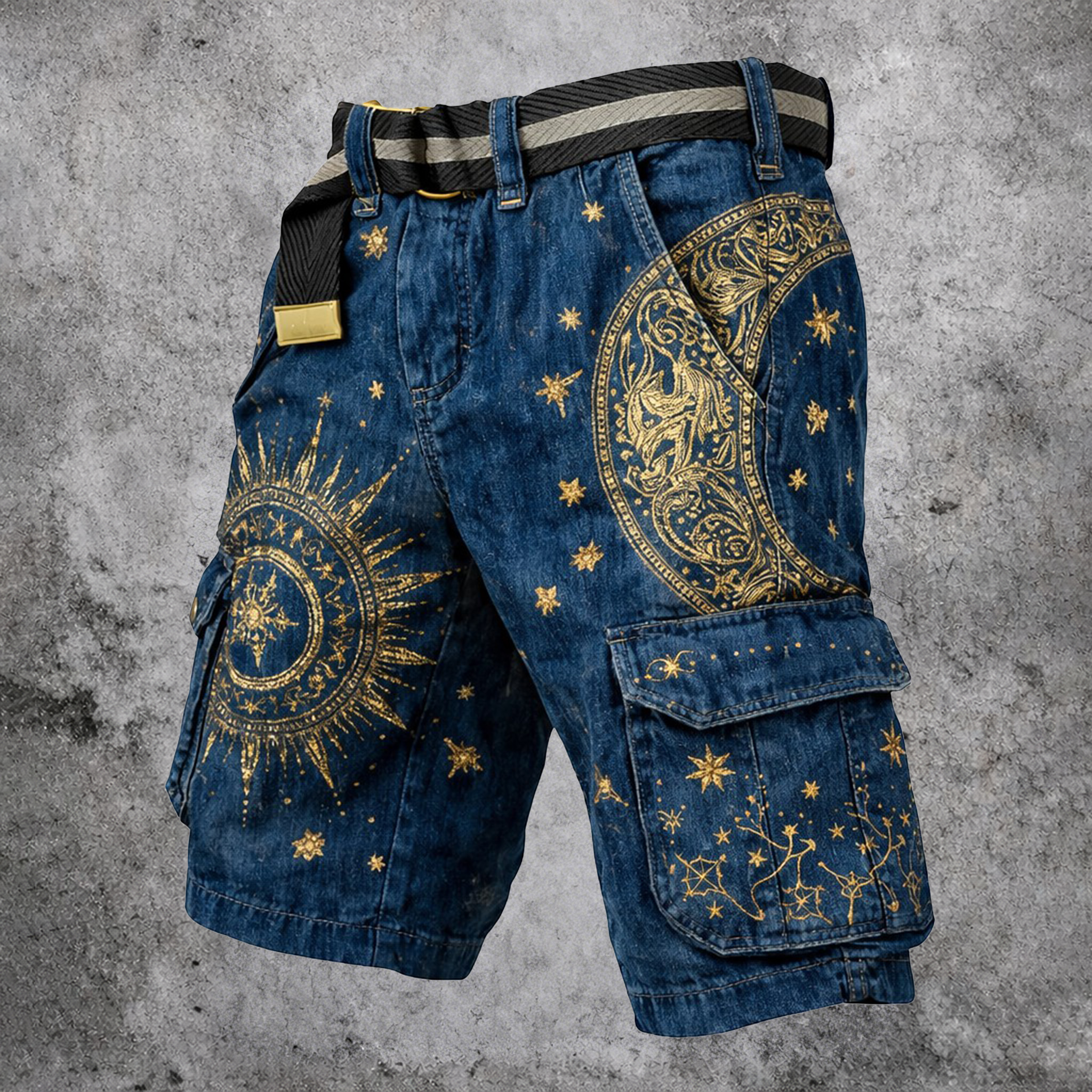 Denim Blue Cargo Shorts - NorseKin front view