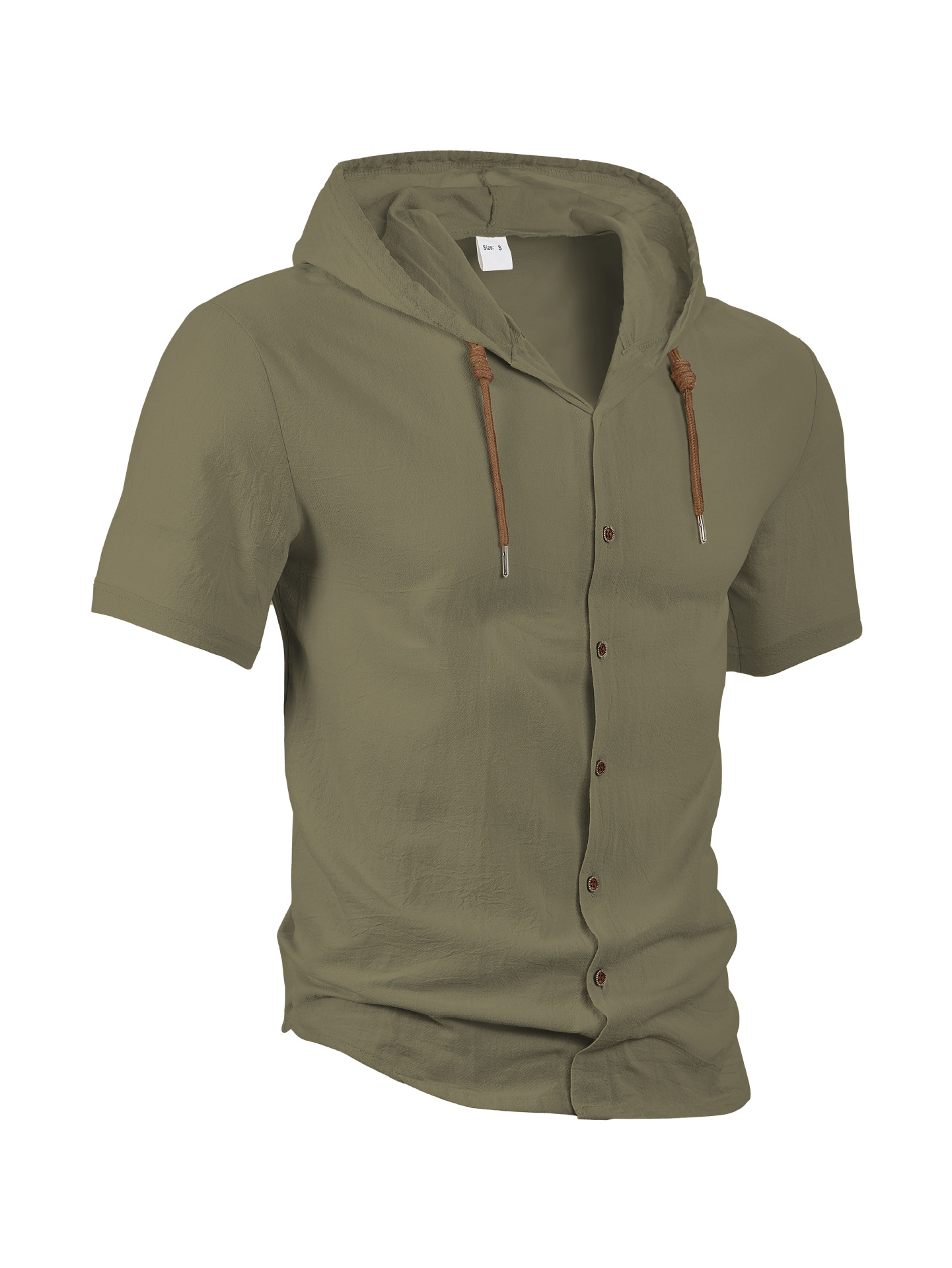 Light Grey Textured Hooded Button-Up Shirt - NorseKin detail view 7