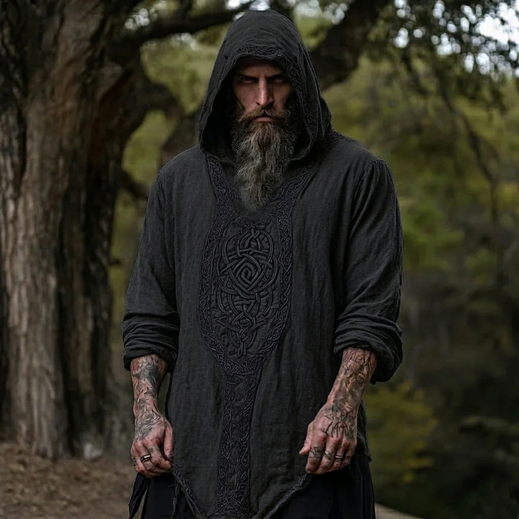 Celtic Jacquard Woven Hooded Shirt - NorseKin detail view 6