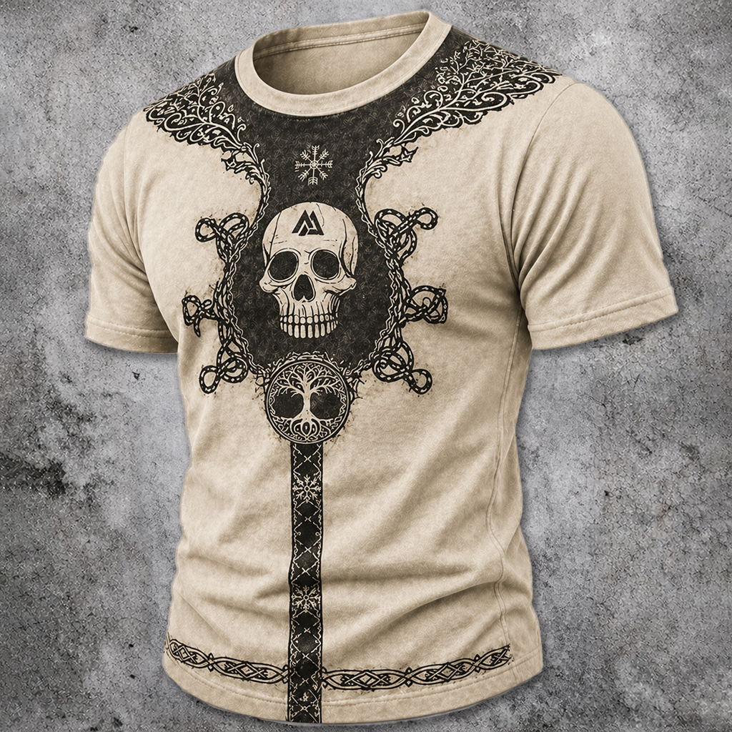 Viking Skull Graphic T-Shirt - NorseKin detail view 2