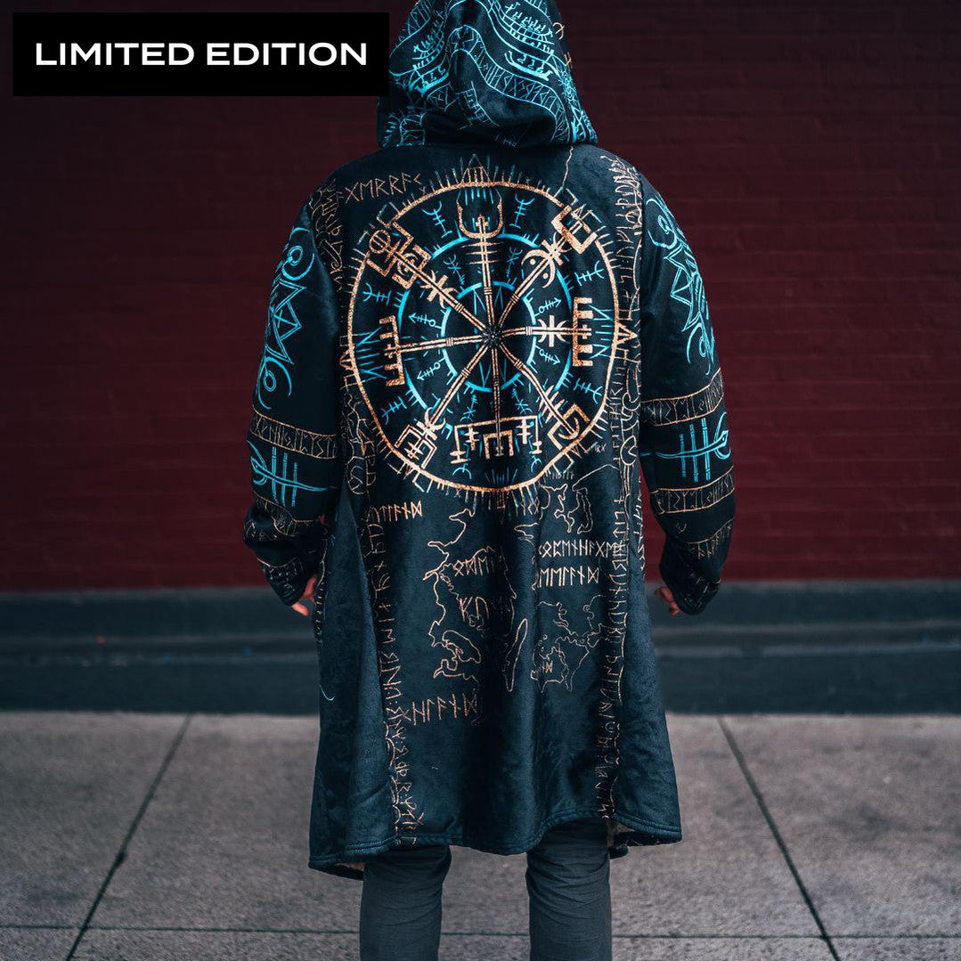 Vegvisir Norse Compass Hooded Cloak - NorseKin detail view 2