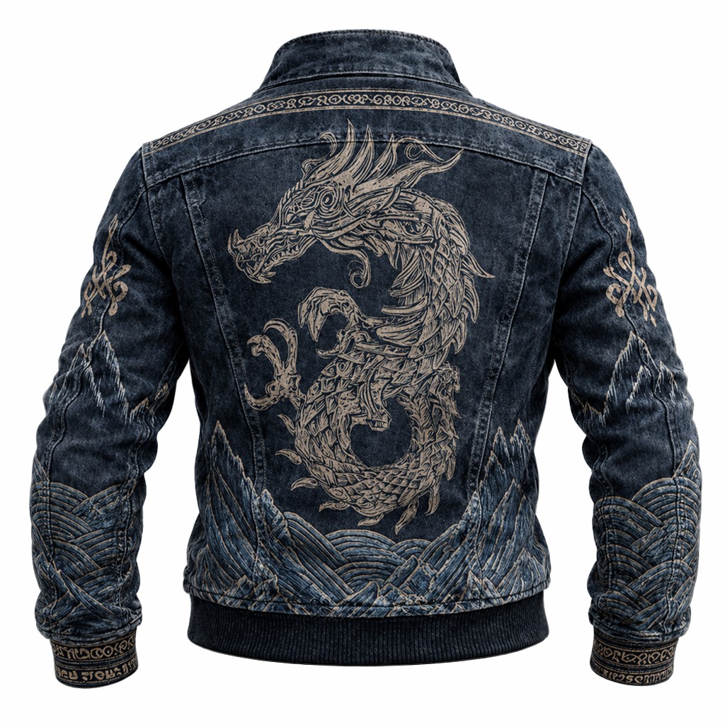 Dragon Blue Jacket - NorseKin front view