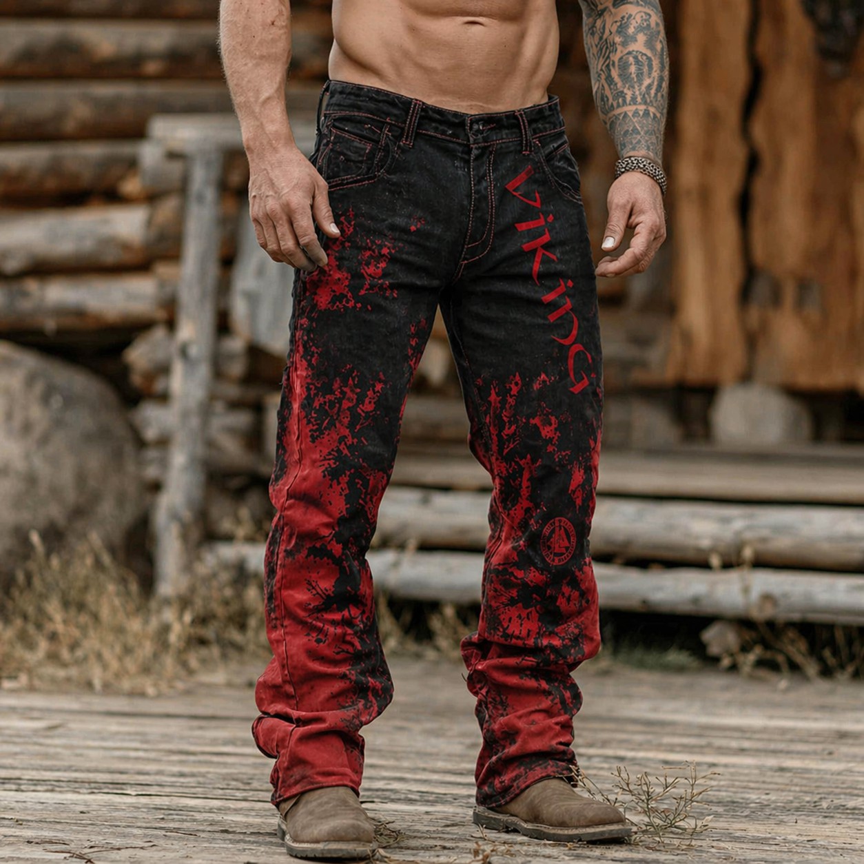 Viking Washed Blue Denim Pants - NorseKin detail view 5