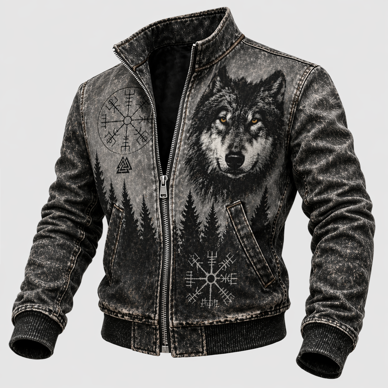 Wolf Distressed Jacket - NorseKin detail view 2