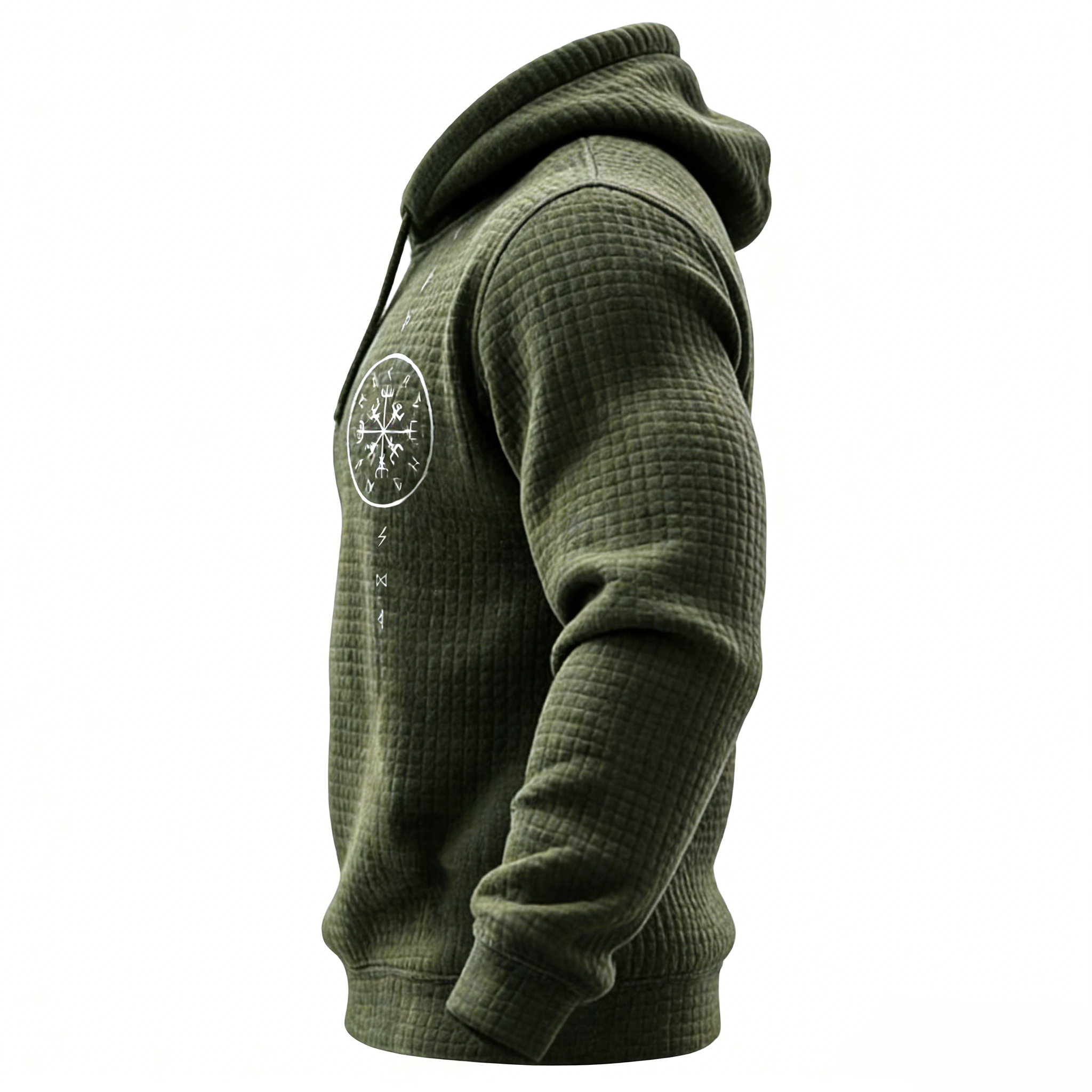 Vegvisir Compass Waffle-Knit Pullover Hoodie - NorseKin detail view 2