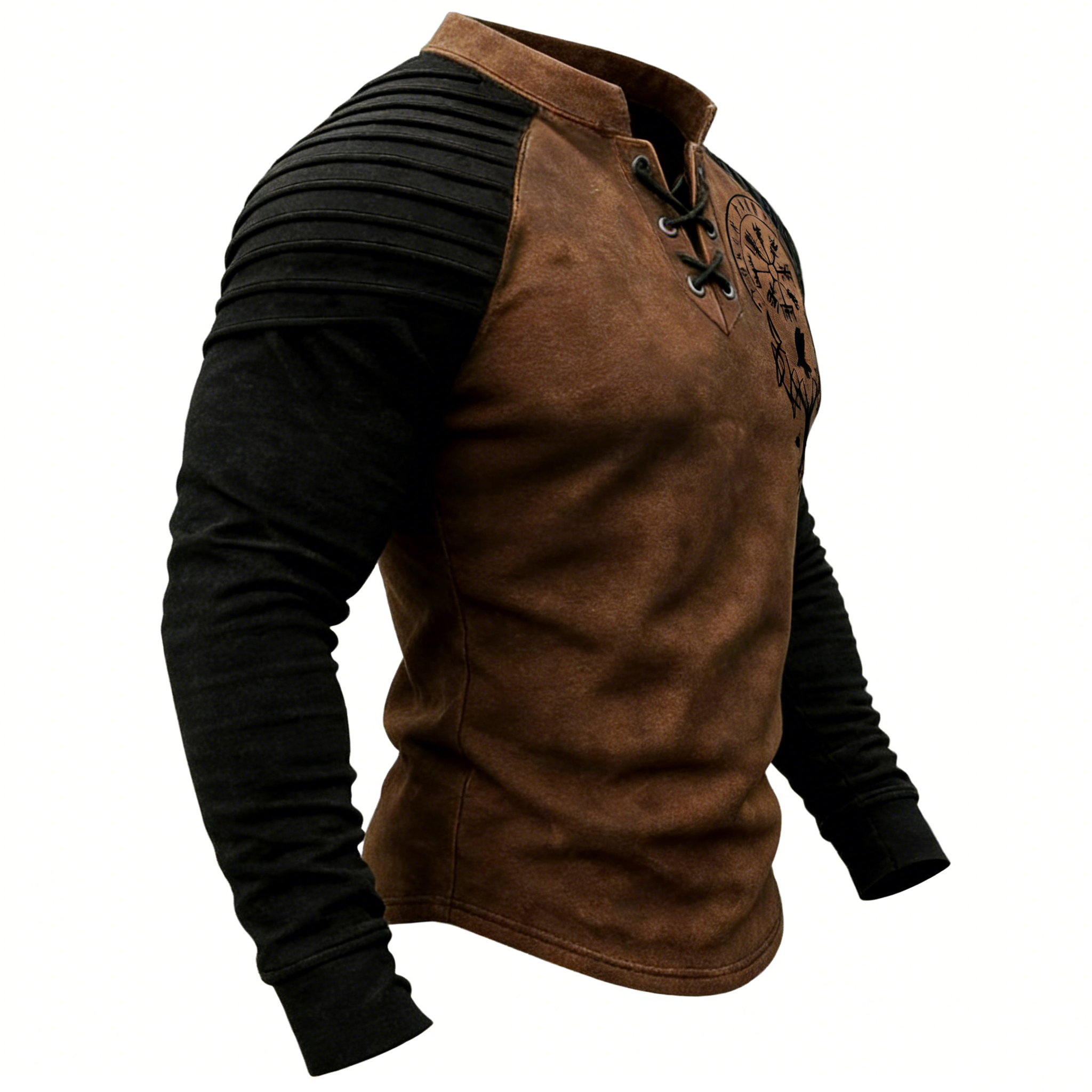 Raven Vegvisir & Tree of Life Long-Sleeve Shirt - NorseKin detail view 4