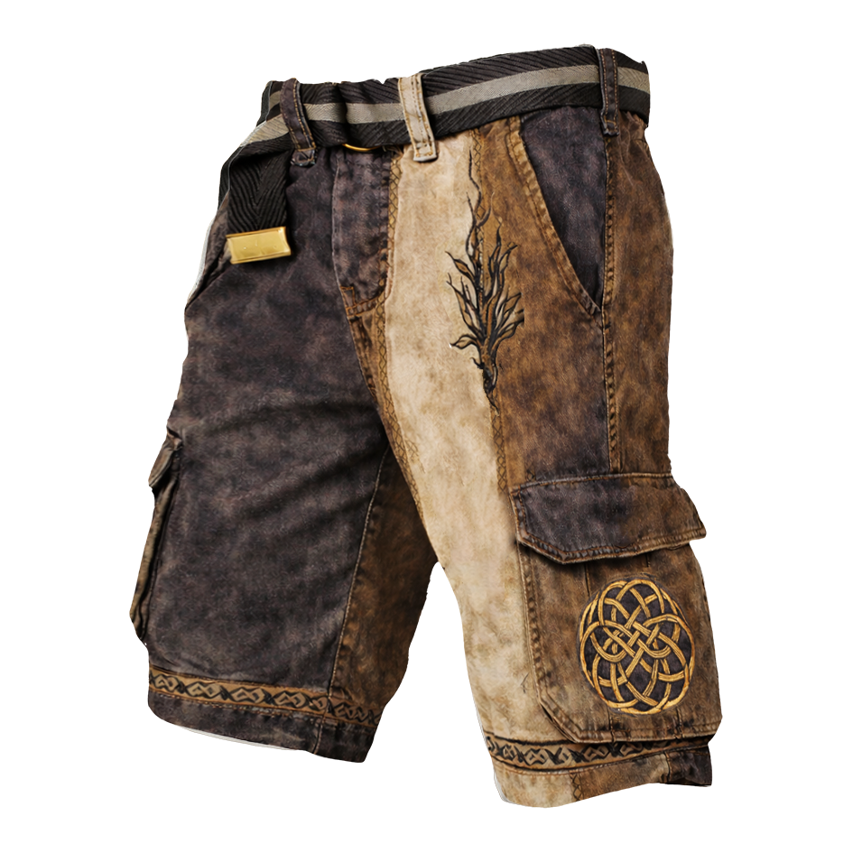 Celtic Knot Distressed Cargo Shorts - NorseKin detail view 2