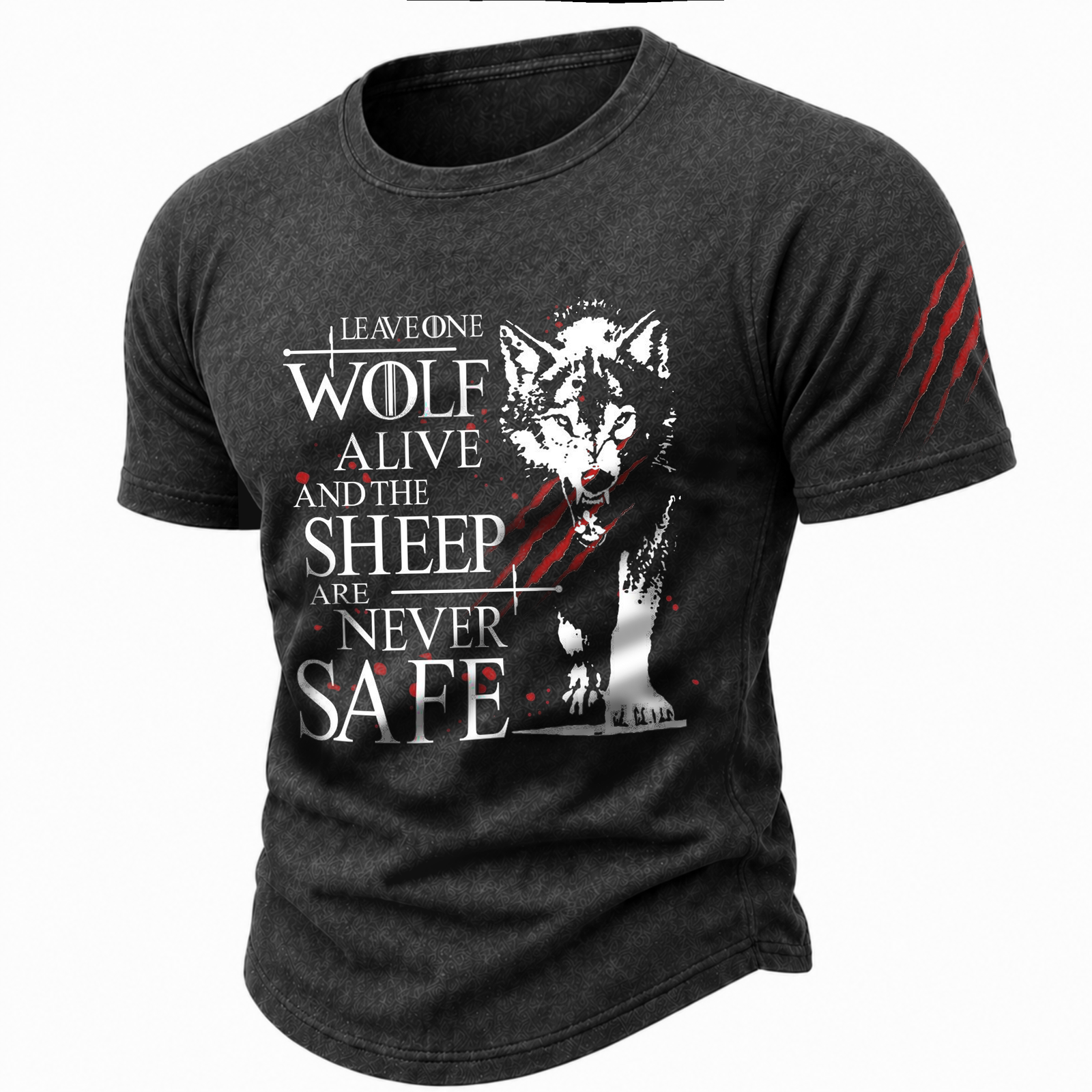 Wolf Dark Grey Graphic T-Shirt - NorseKin front view