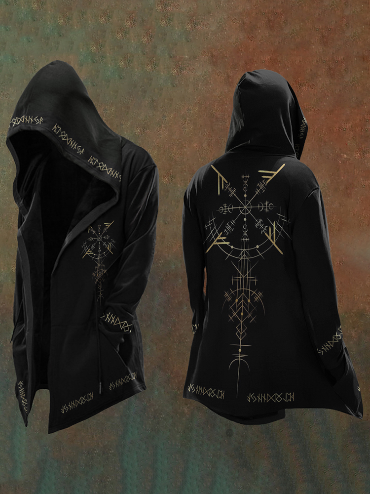 Viking Tribal Totem Emblem Hooded Coat - NorseKin front view