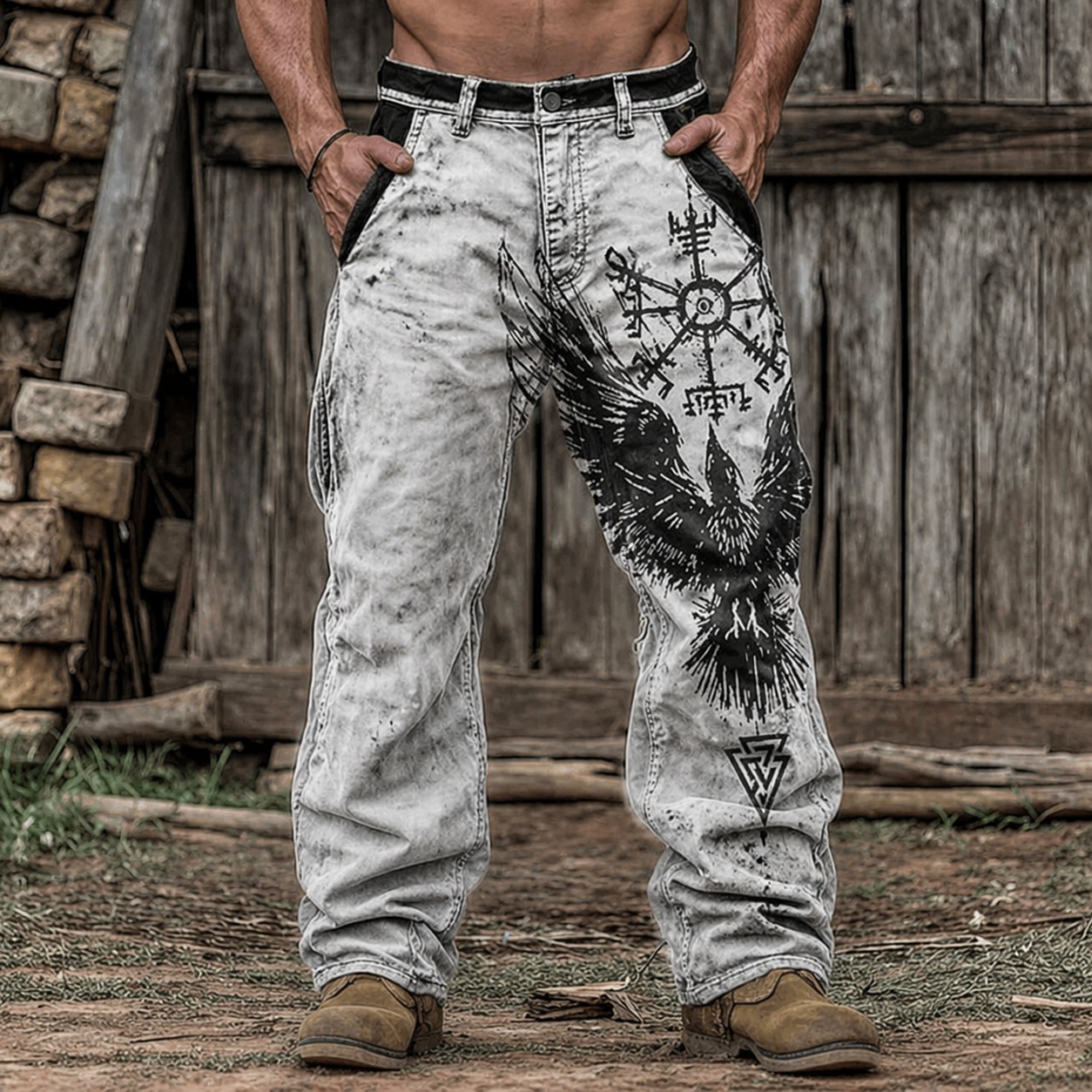 Raven Grey Denim Pants - NorseKin detail view 2