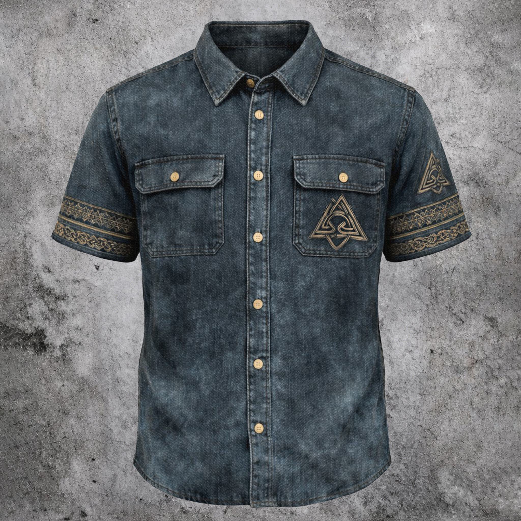 Dragon Grey Denim Pocket Shirt - NorseKin detail view 2