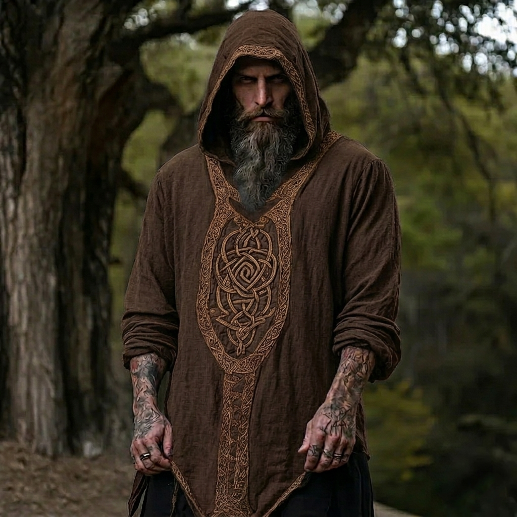 Celtic Jacquard Woven Hooded Shirt - NorseKin detail view 5