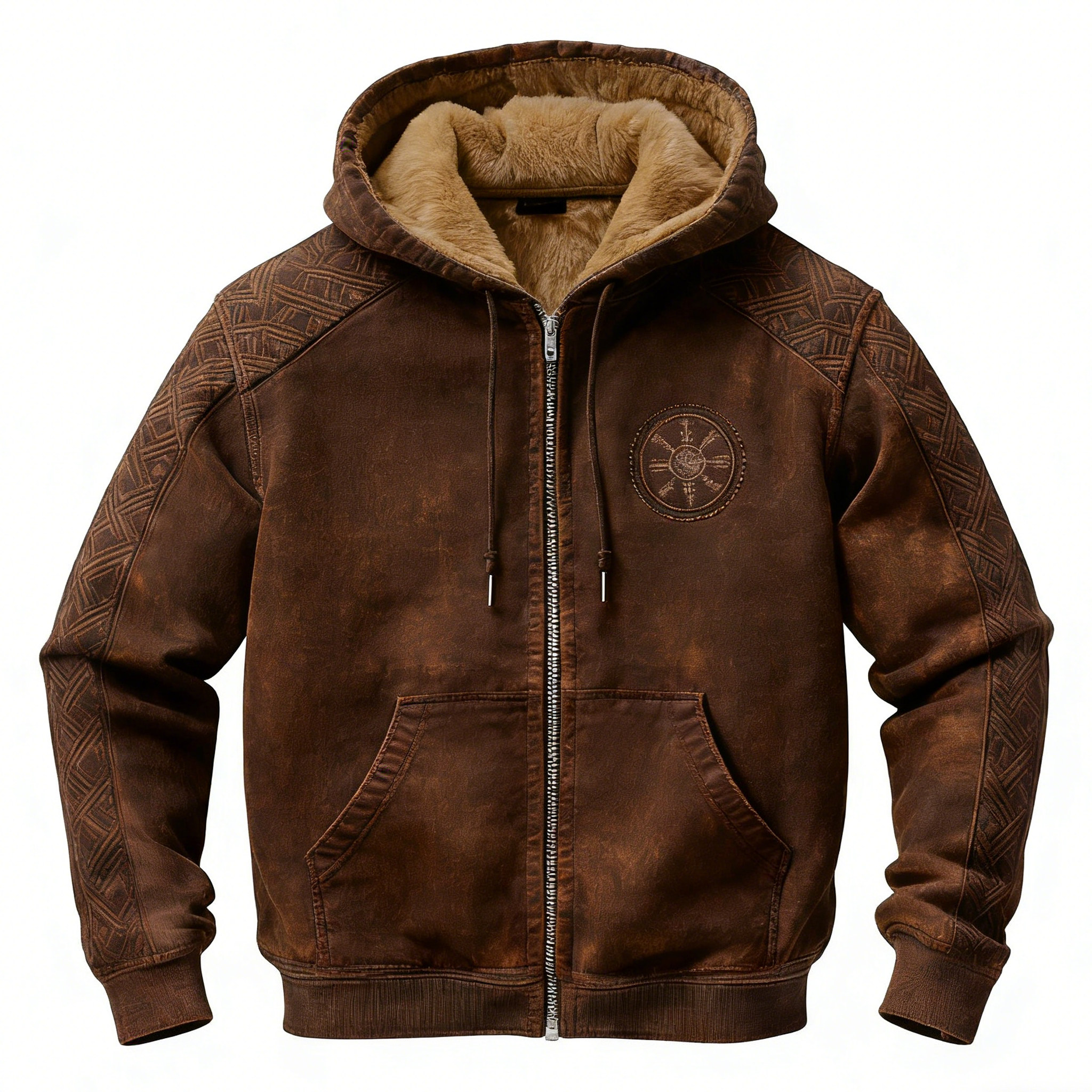 Norse Rune Fleece Full-Zip Hoodie - NorseKin detail view 7