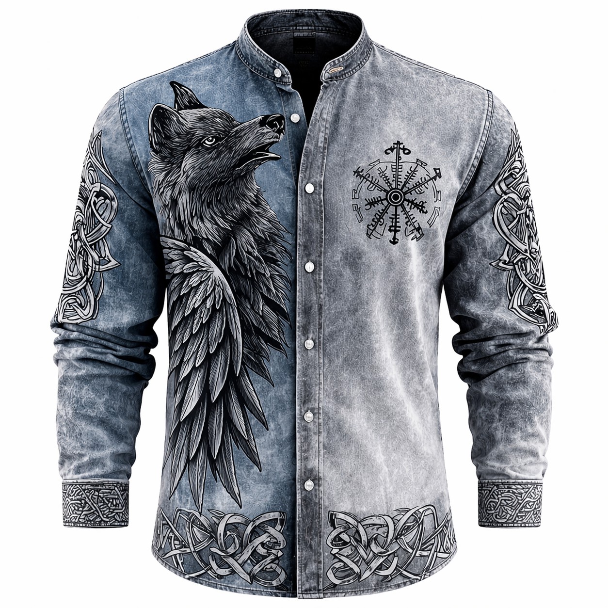 Wolf Distressed Shirt - NorseKin front view