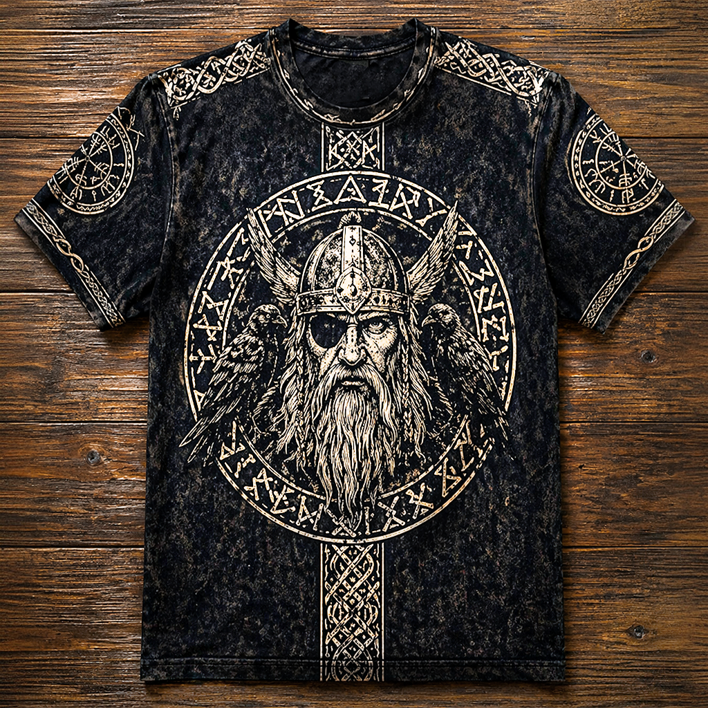 Norse Rune Black T-Shirt - NorseKin front view
