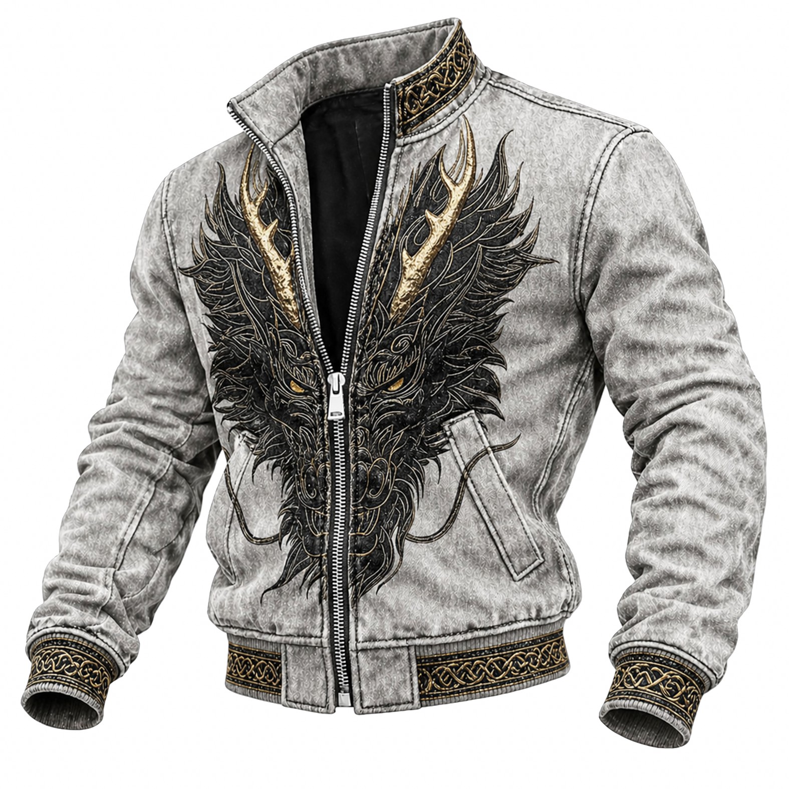 Dragon Grey Jacket - NorseKin detail view 2