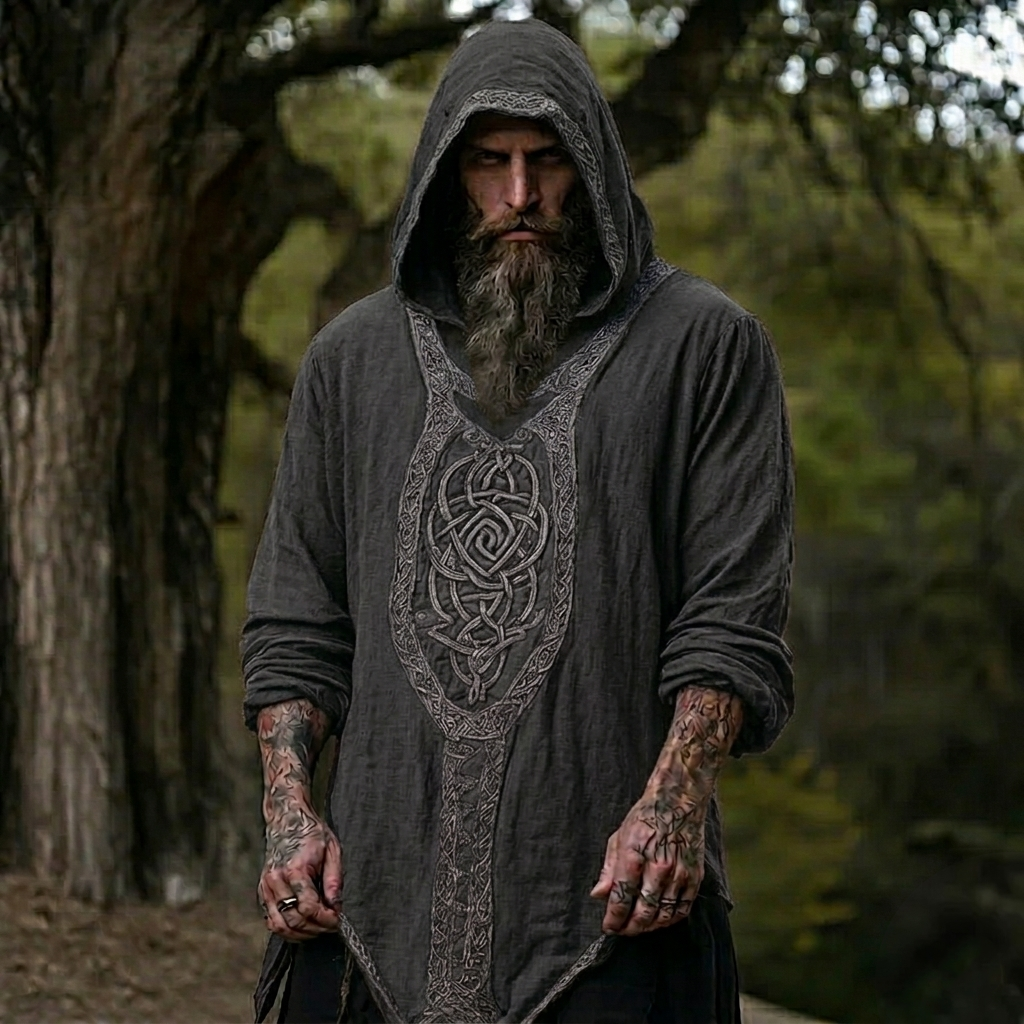 Celtic Jacquard Woven Hooded Shirt - NorseKin detail view 7