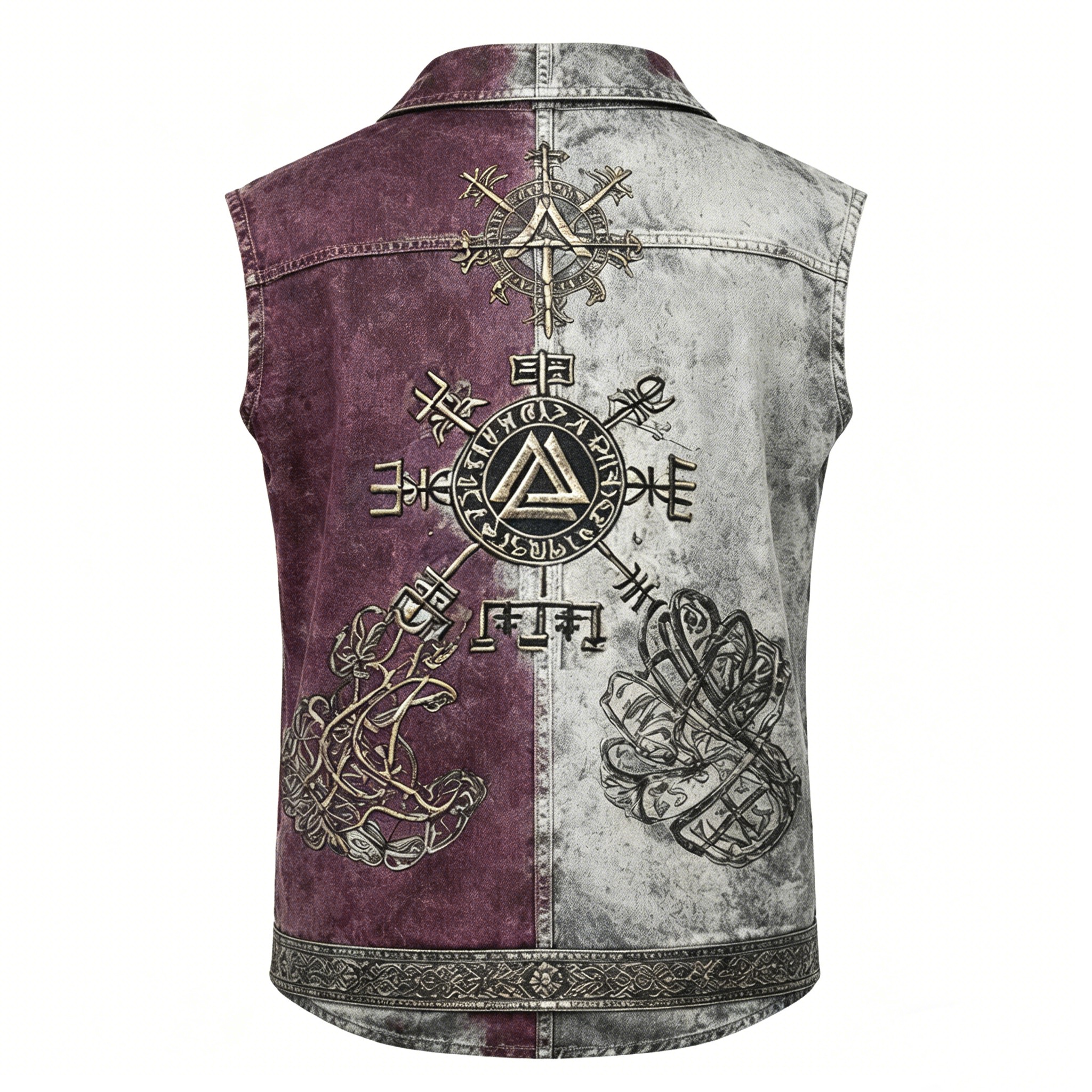 Rune Grey Denim Sleeveless Shirt - NorseKin front view