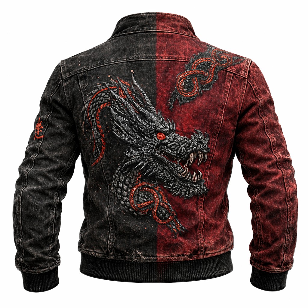 Dragon Black Jacket - NorseKin detail view 2