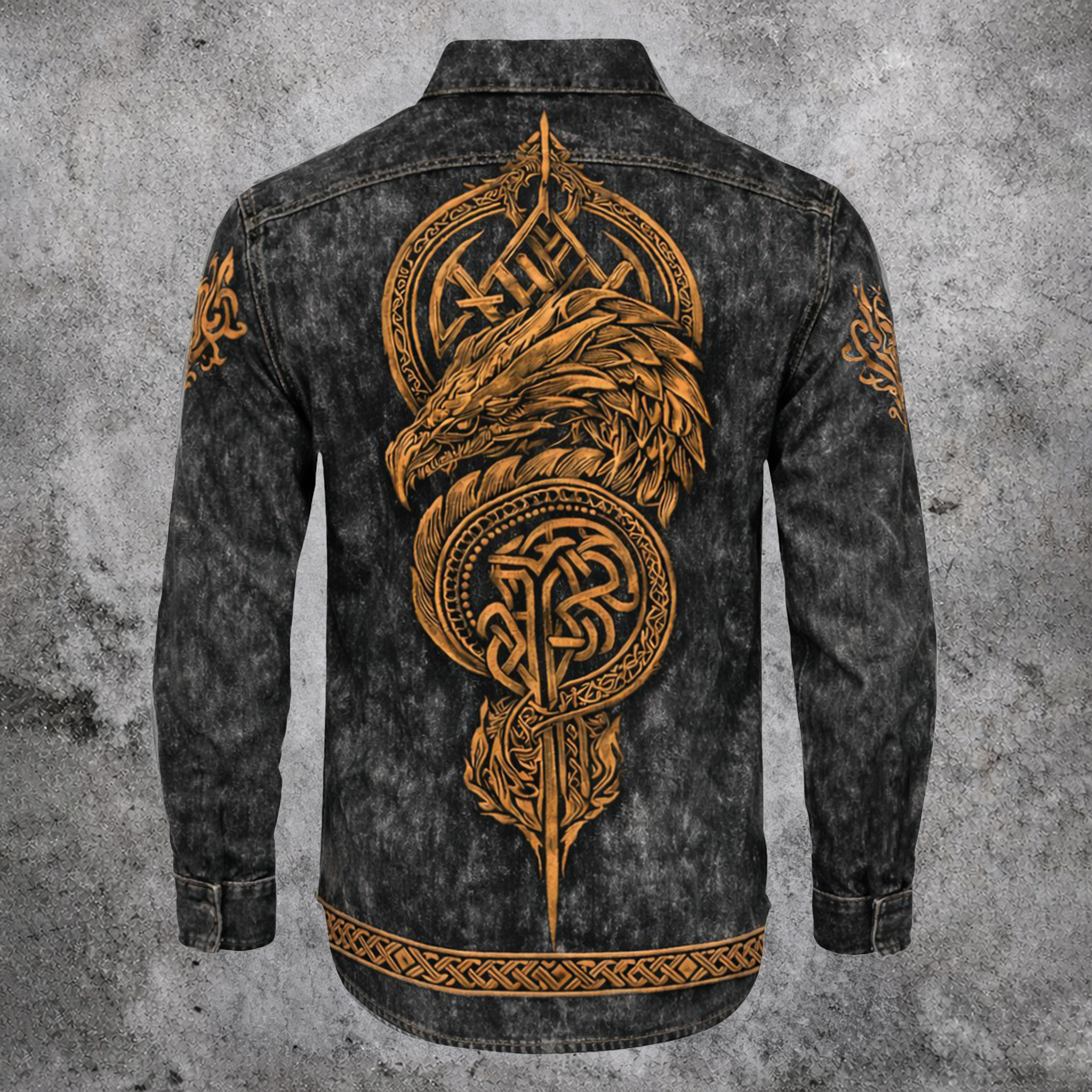 Norse Rune Denim Pocket Shirt - NorseKin front view