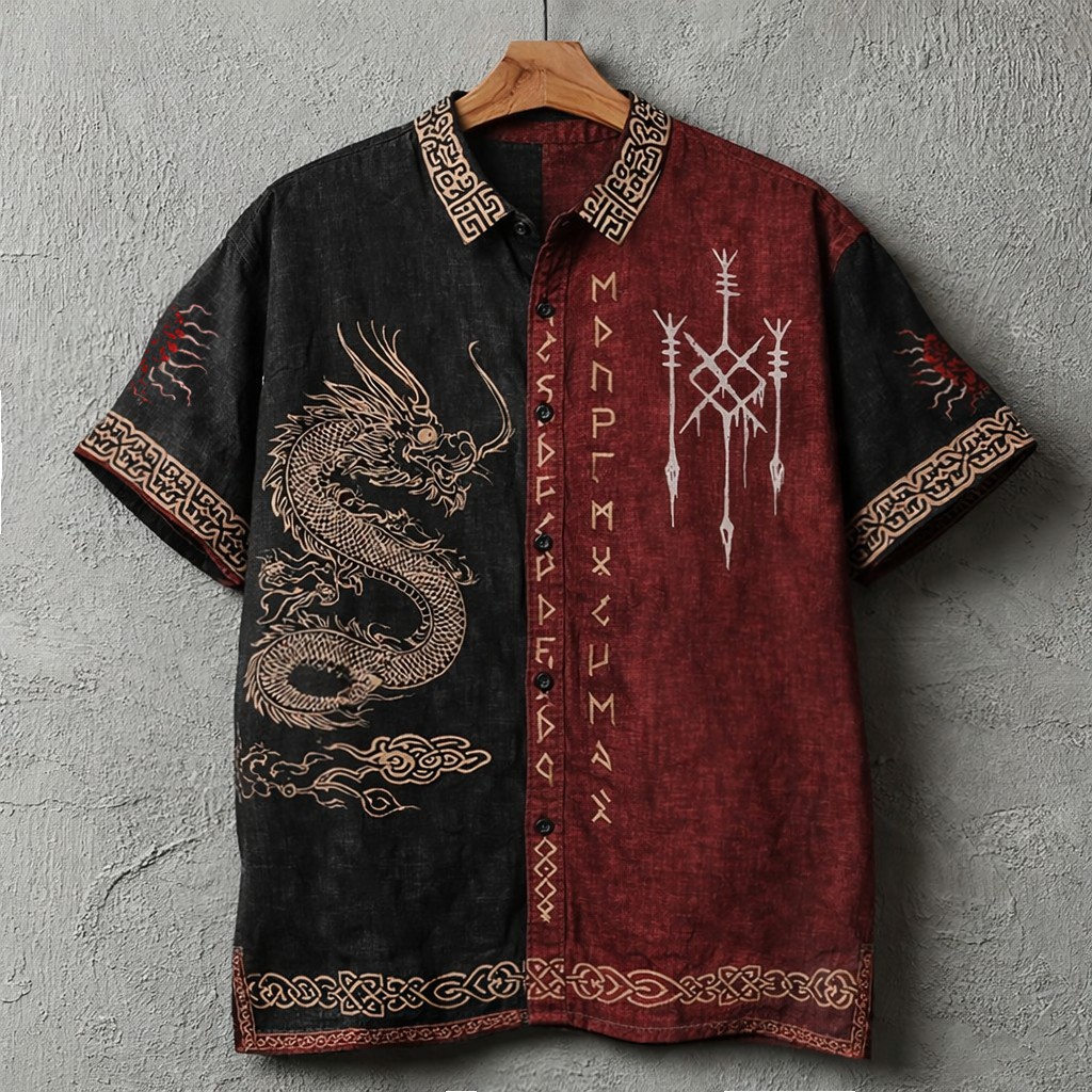 Dragon Button-Down Shirt - NorseKin front view