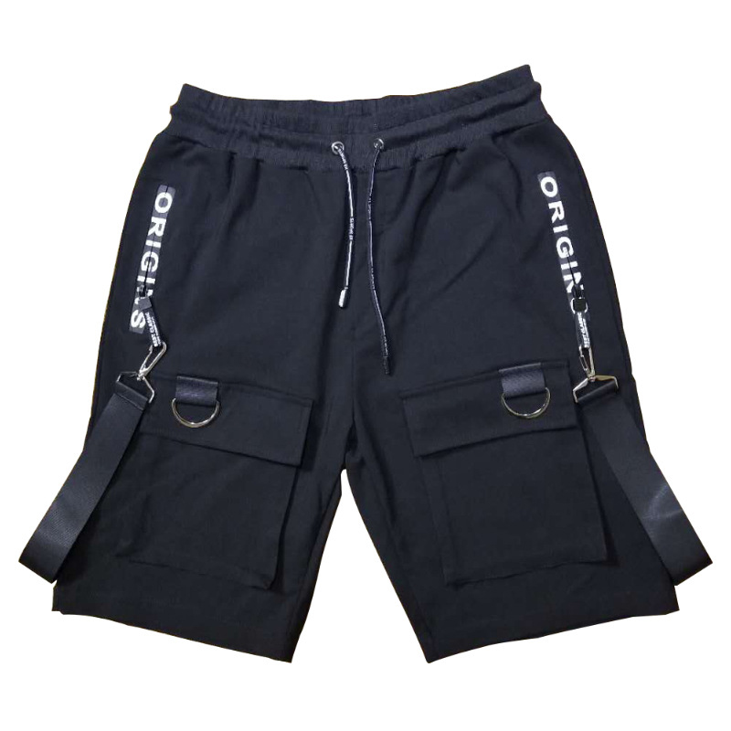 Strapped Drawstring Black Shorts Pants - NorseKin detail view 2