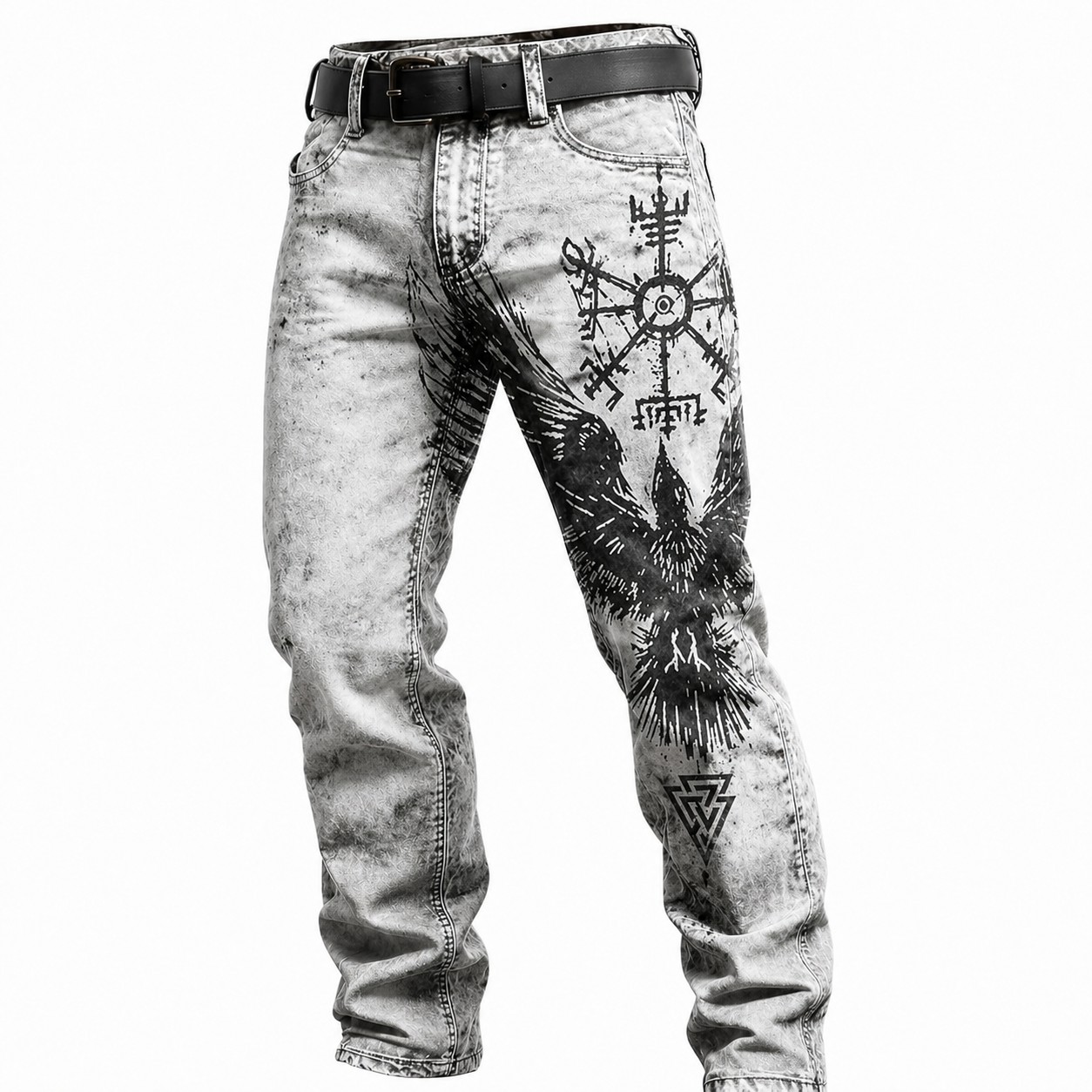 Raven Grey Denim Pants - NorseKin front view